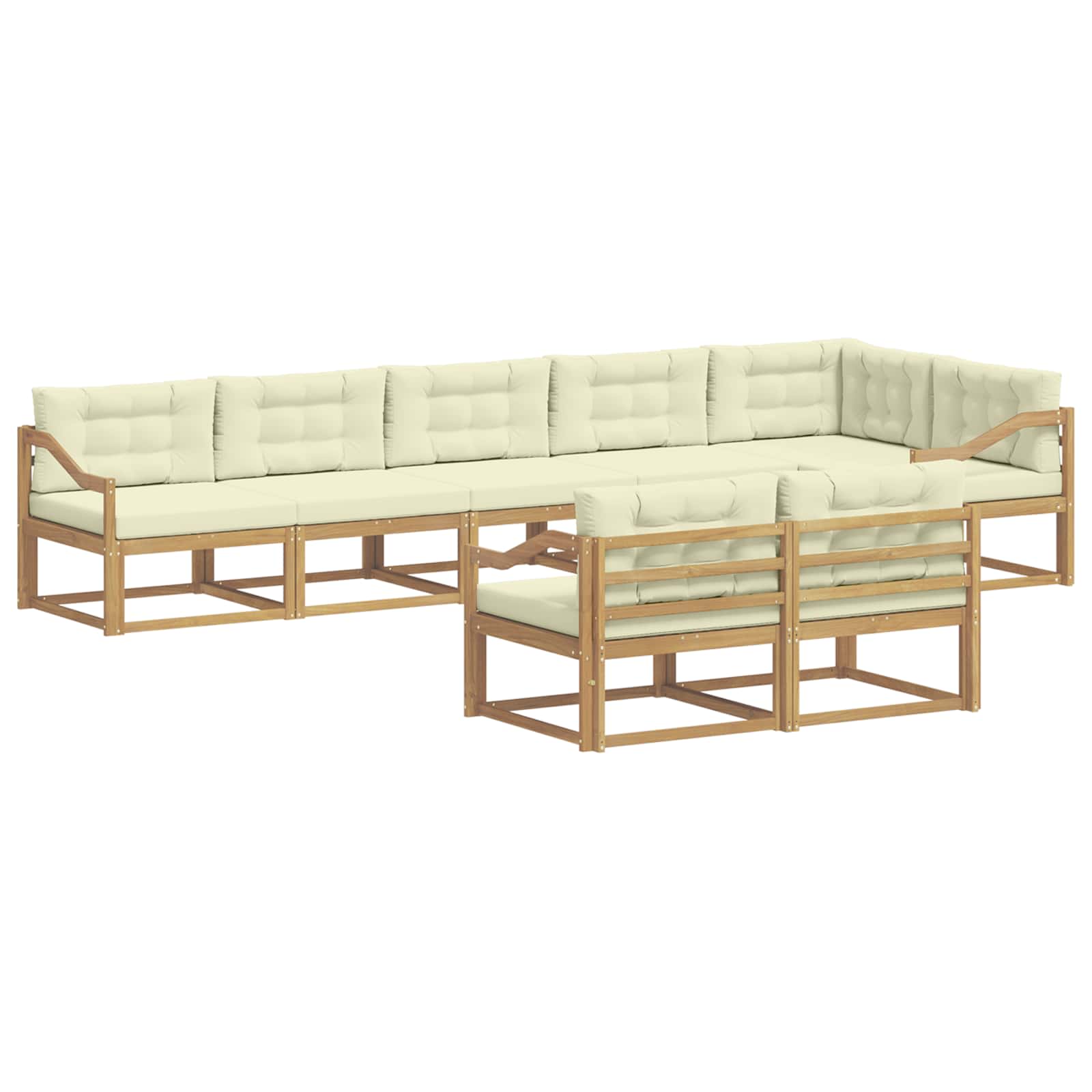 Set vanjskih sofa s jastukom 6 pcs Bijela i krem Poliester