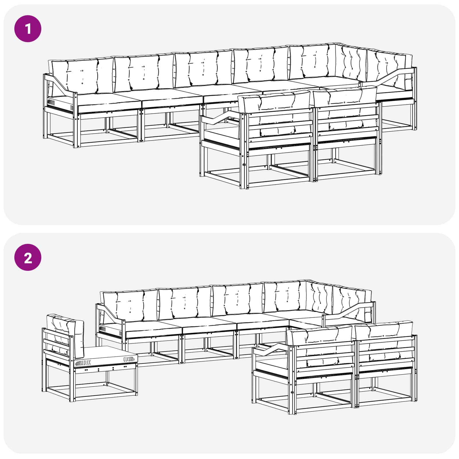 Set vanjskih sofa s jastukom 6 pcs Bijela i bež Poliester