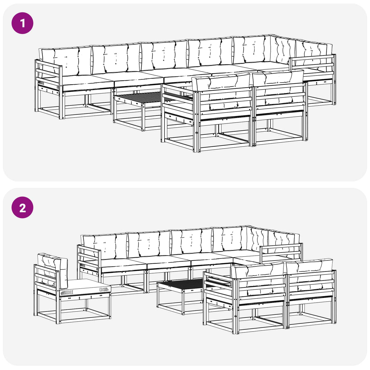 Set vanjskih sofa 9 kom. Bijela i krem Poliester