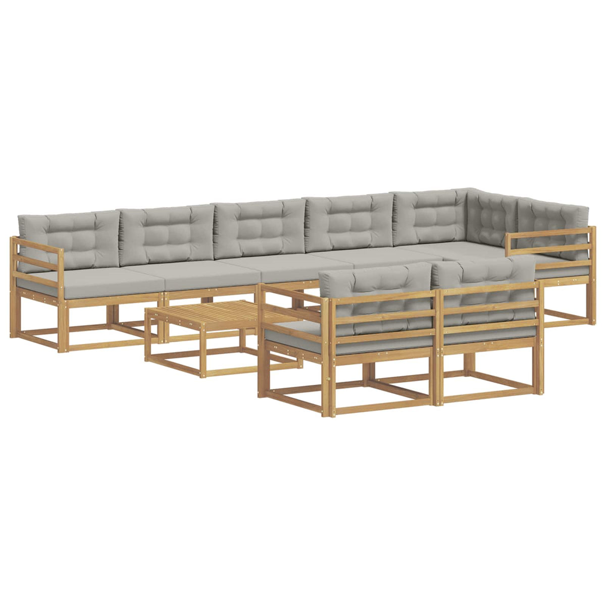 Set vanjskih sofa 9 kom. Bijela i svjetlosiva Poliester