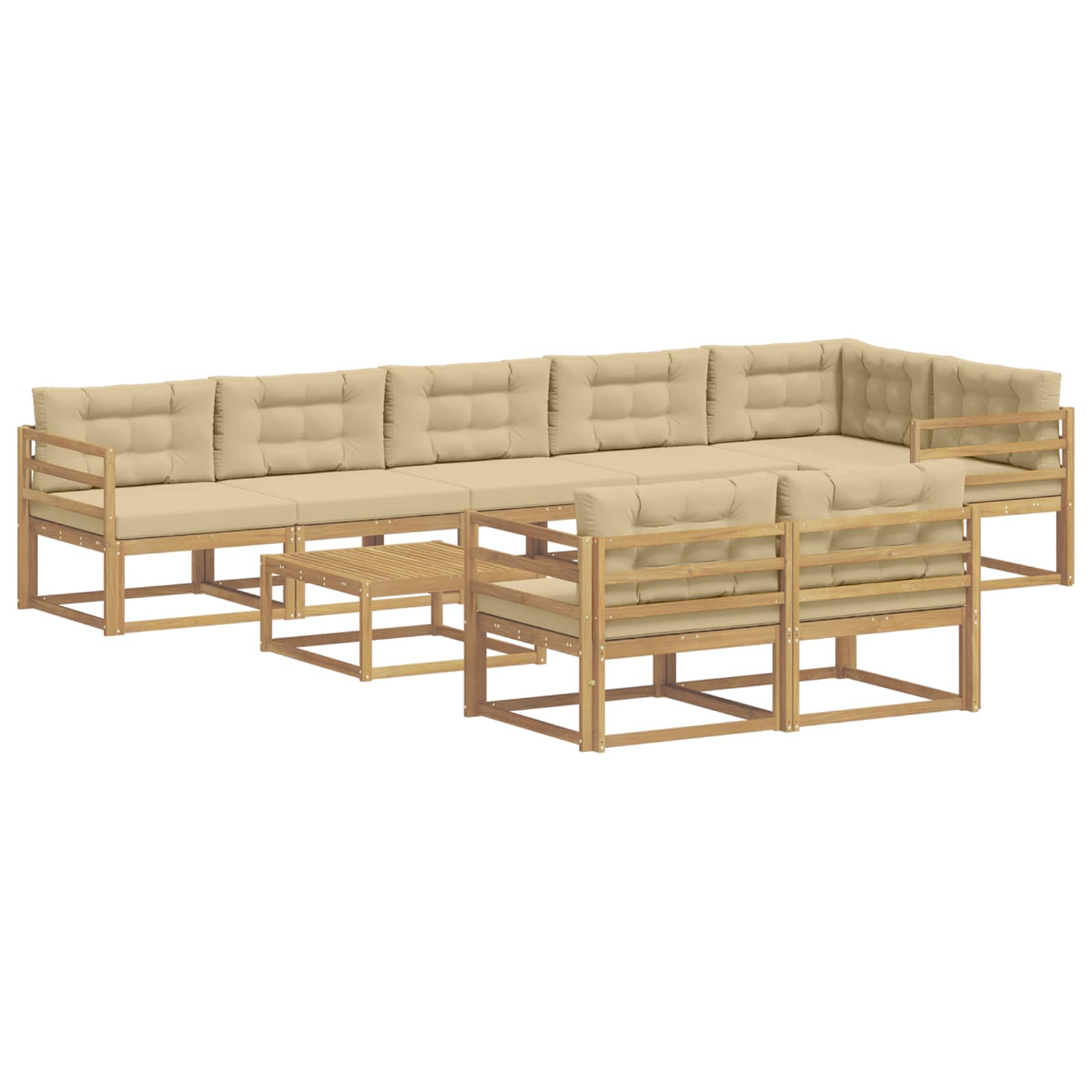 Set vanjskih sofa 9 pcs Bijela i bež 79 x 79 x 37 cm Poliester