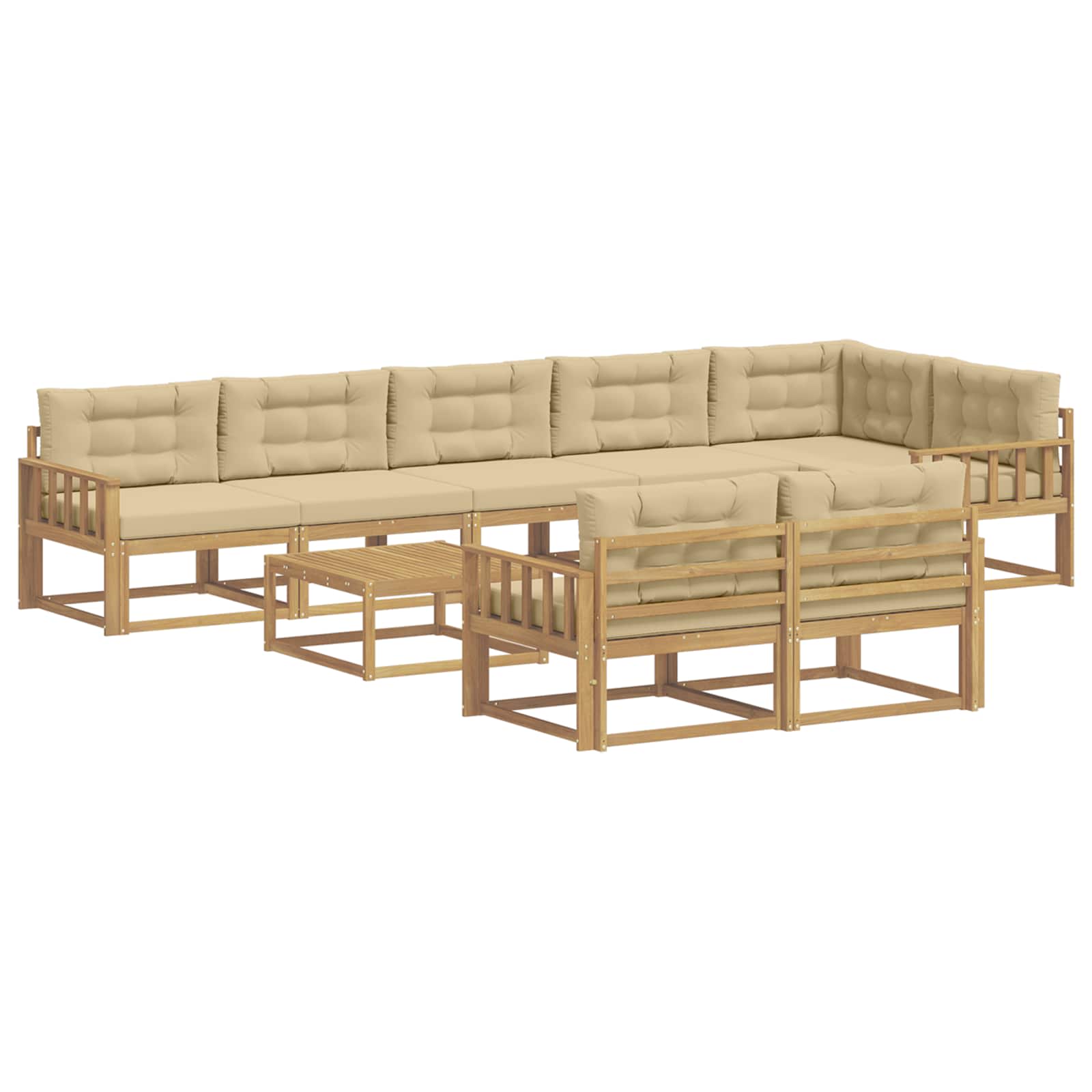 Set vanjskih sofa 9 pcs Bijela i bež 79 x 79 x 37 cm Poliester
