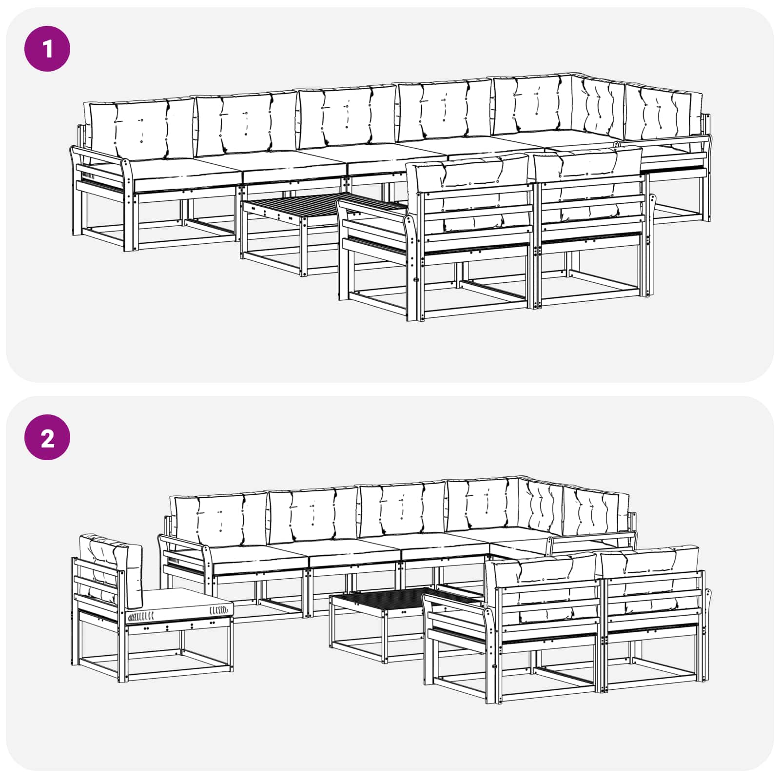 Set vanjskih sofa 9 pcs Bijela i antracit 79 x 79 x 37 cm