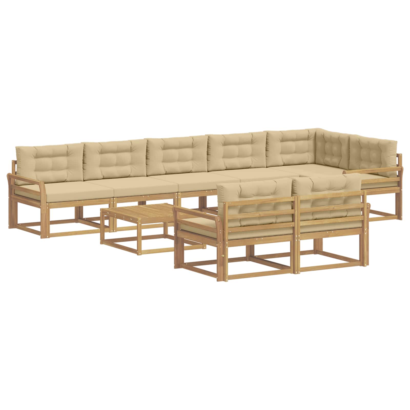 Set vanjskih sofa 9 pcs Bijela i bež 79 x 79 x 37 cm Poliester