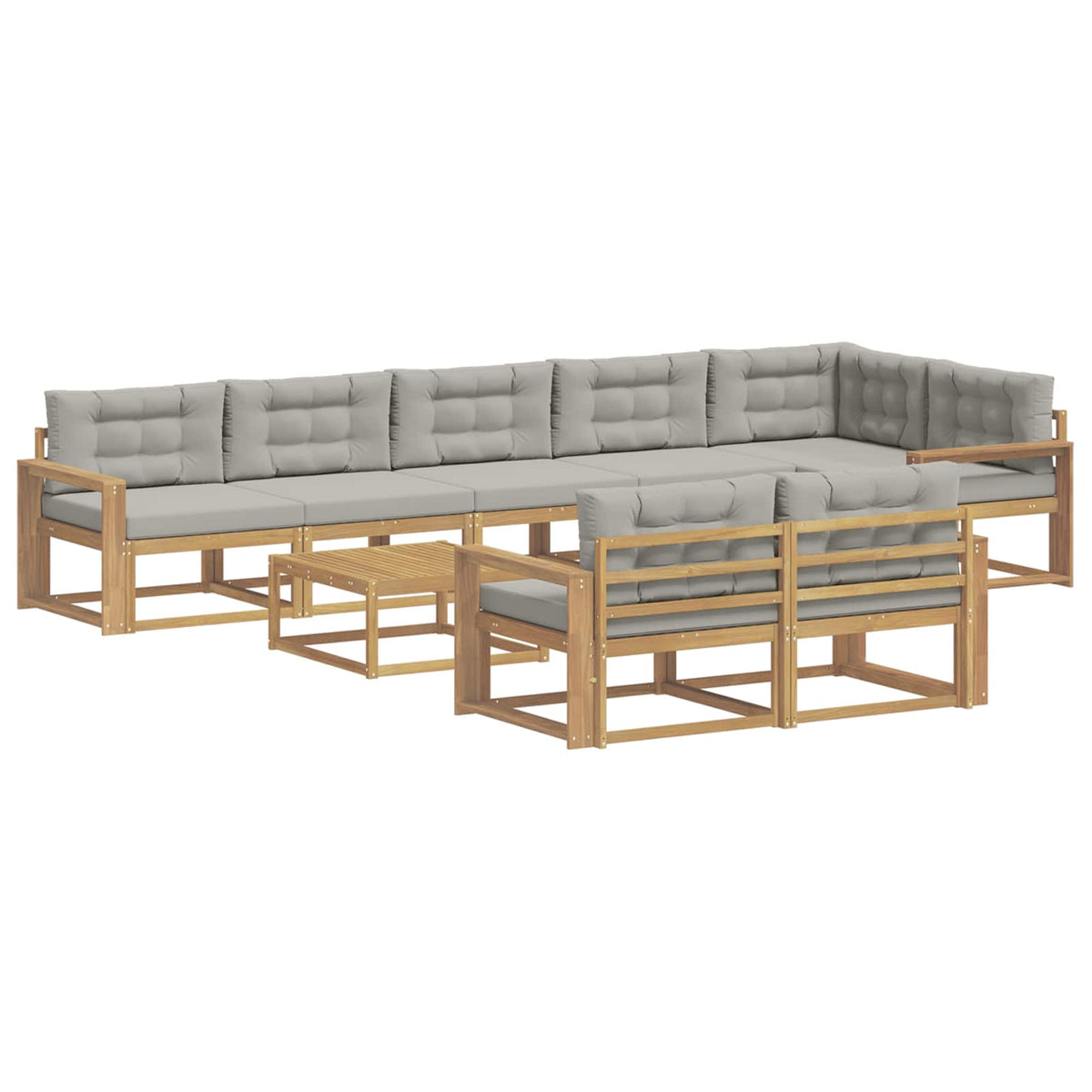 Set vanjskih sofa 9 kom. Bijela i svjetlosiva Poliester