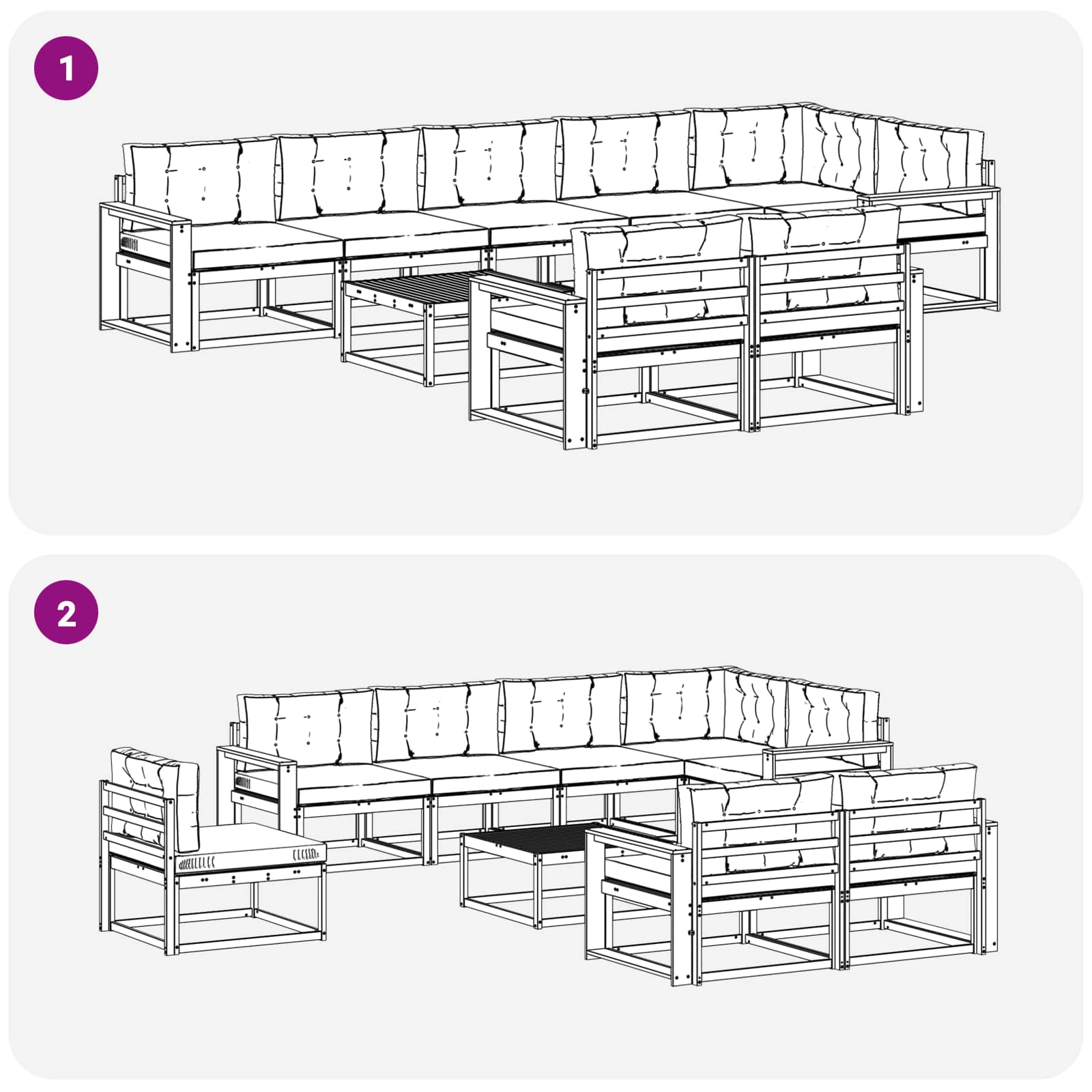 Set vanjskih sofa 9 pcs Bijela i antracit 79 x 79 x 37 cm