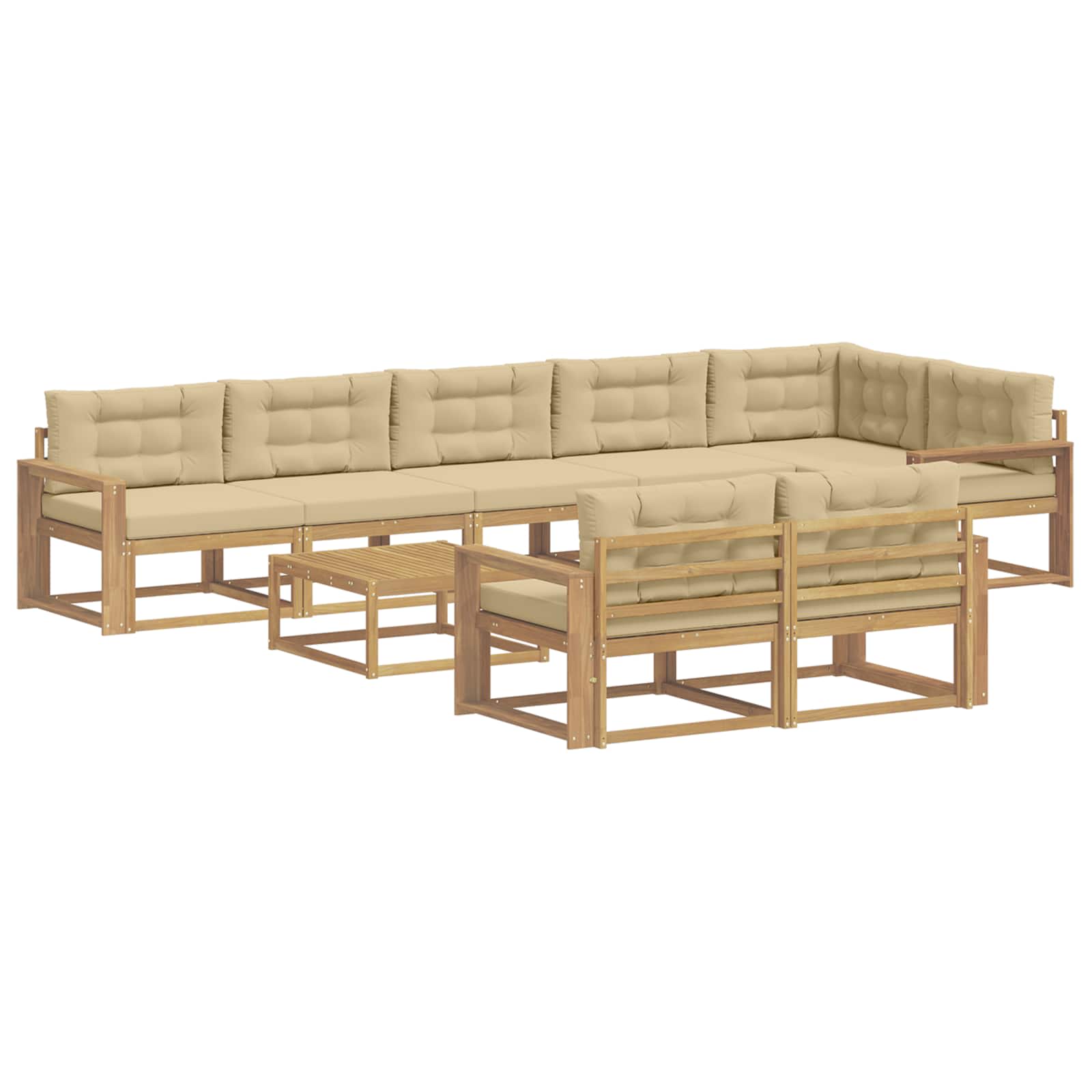 Set vanjskih sofa 9 pcs Bijela i bež 79 x 79 x 37 cm Poliester