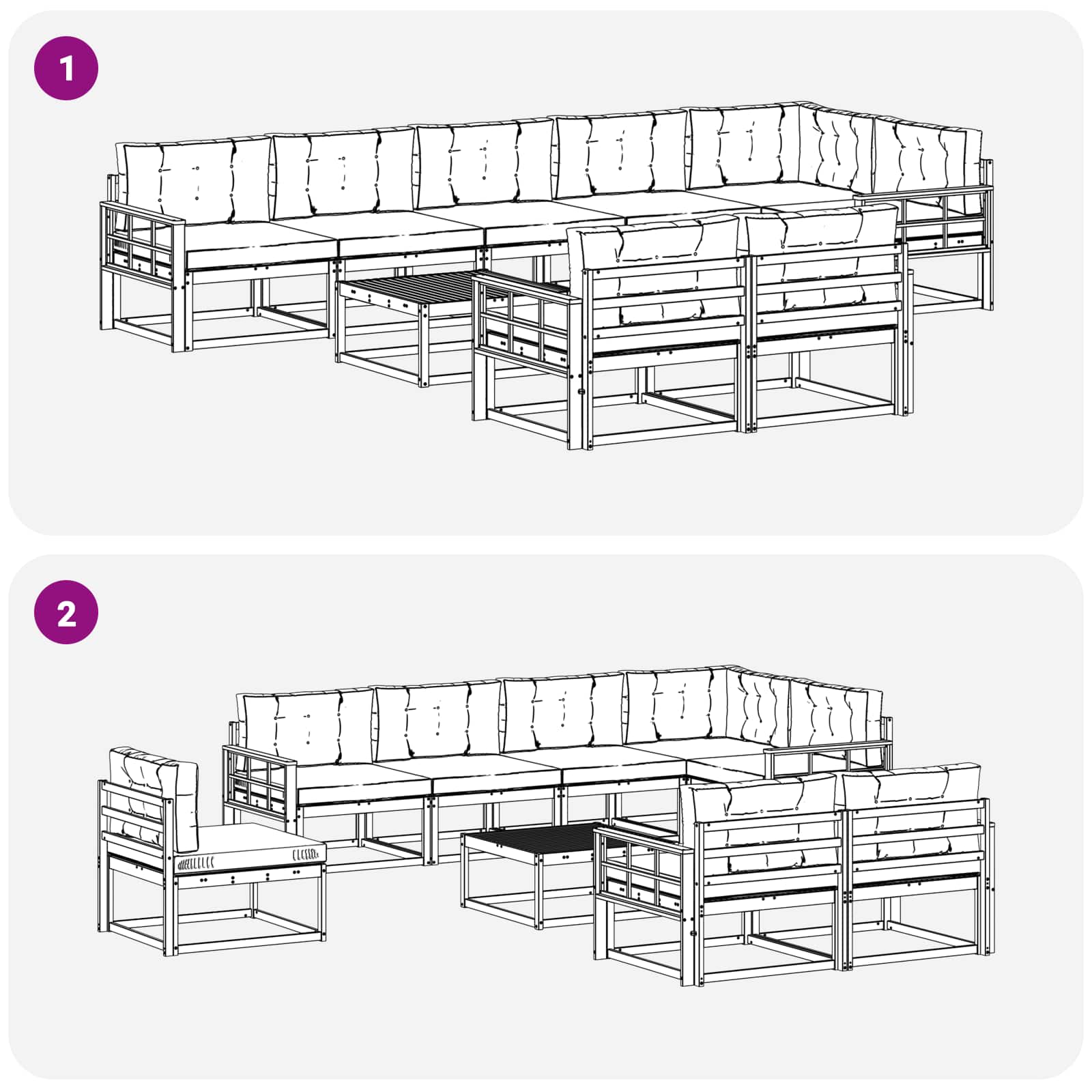 Set vanjskih sofa 9 pcs Bijela i krem 79 x 79 x 37 cm Poliester