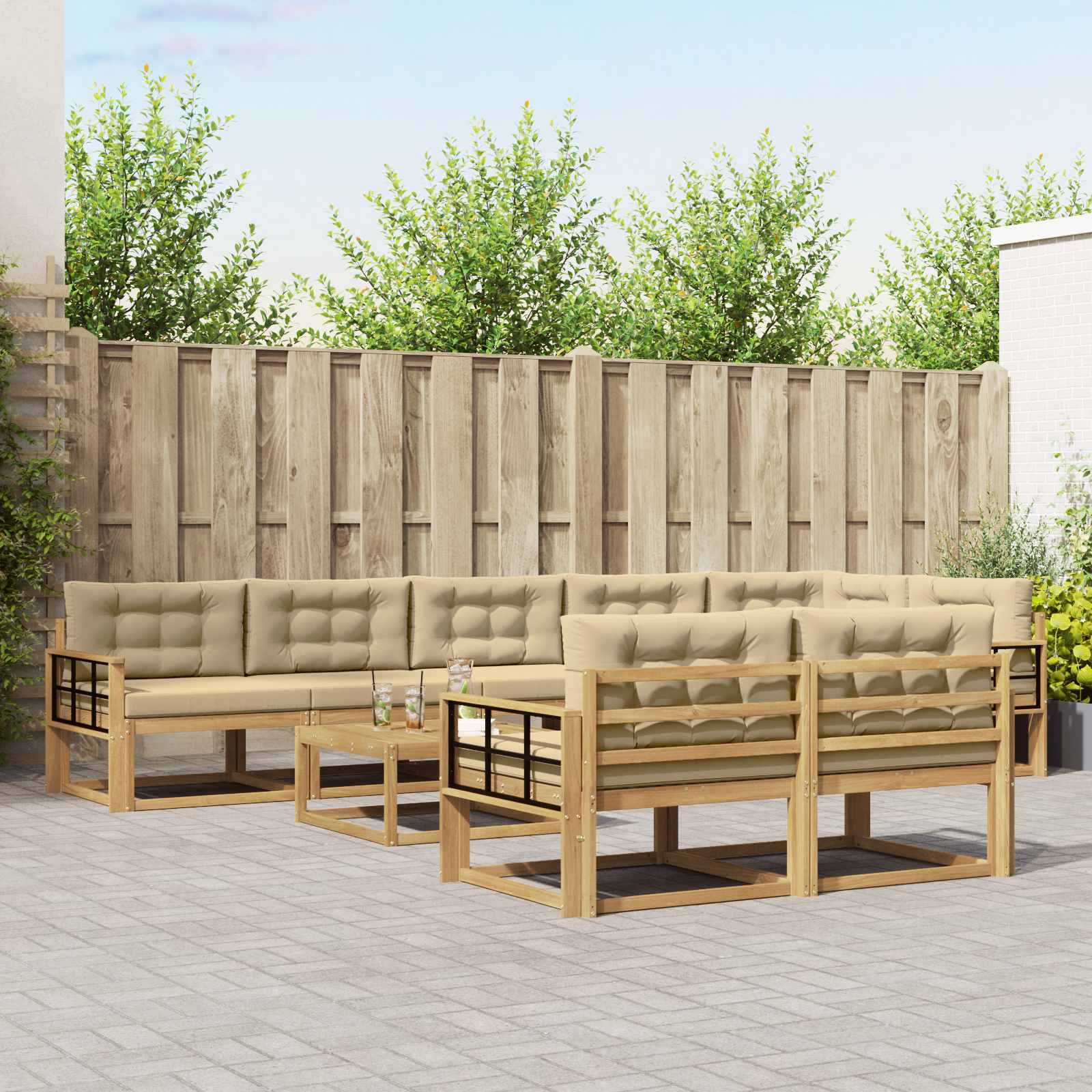 Set vanjskih sofa 9 pcs Bijela i bež 79 x 79 x 37 cm Poliester