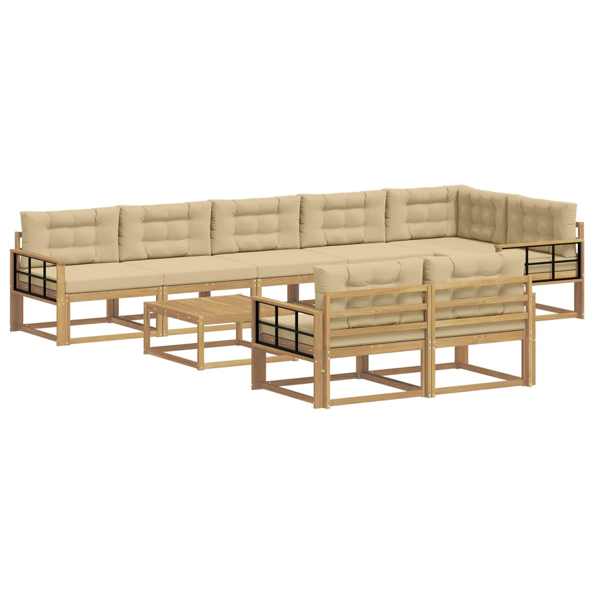 Set vanjskih sofa 9 kom. Bijela i bež Poliester