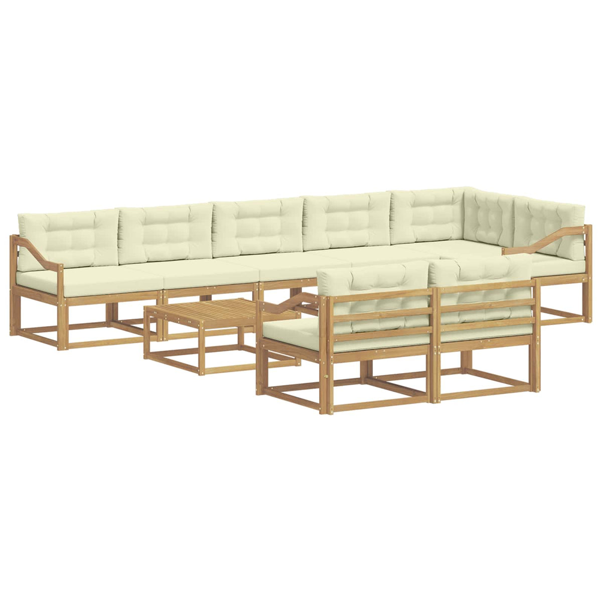 Set vanjskih sofa 9 kom. Bijela i krem Poliester