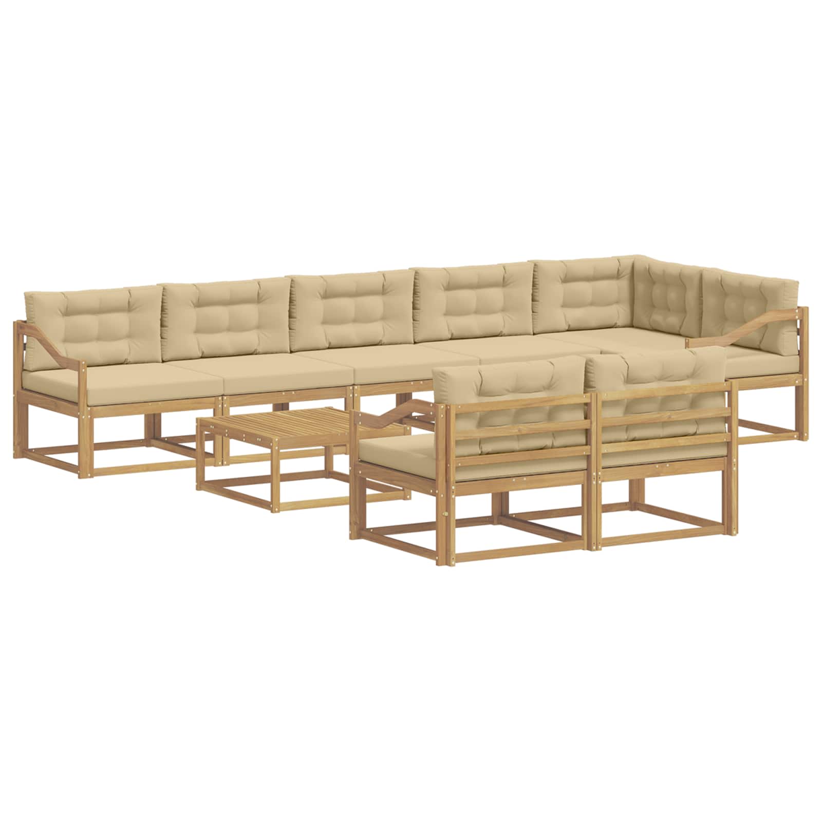 Set vanjskih sofa 9 pcs Bijela i bež 79 x 79 x 37 cm Poliester