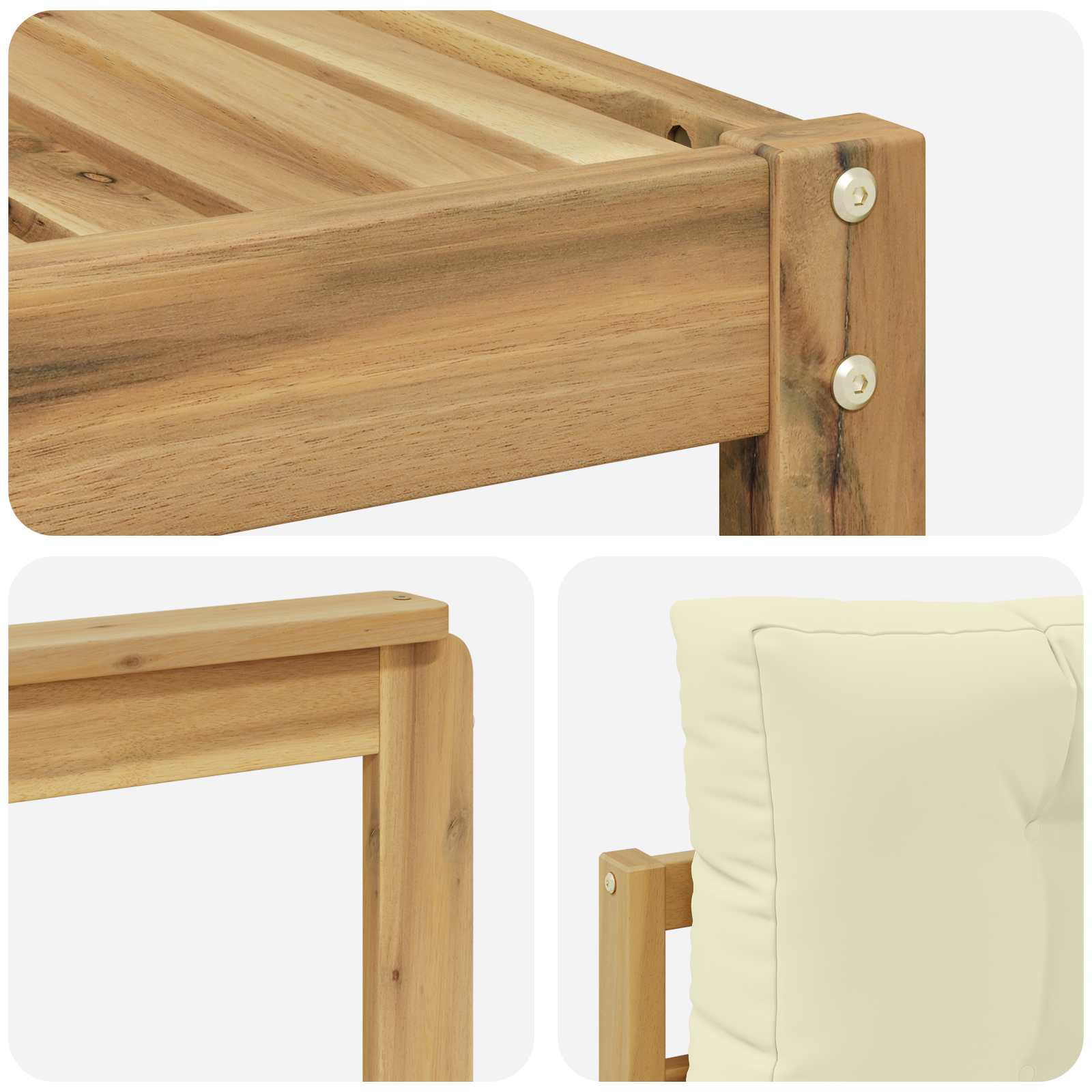 Set vanjskih sofa s jastukom 5 pcs Bijela i krem Poliester