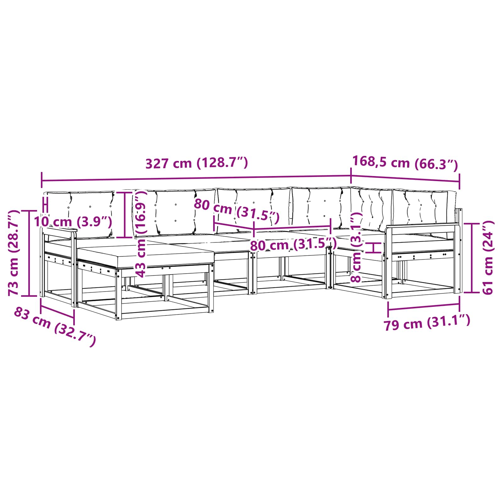 Set vanjskih sofa s jastukom 5 pcs Bijela i antracit Poliester