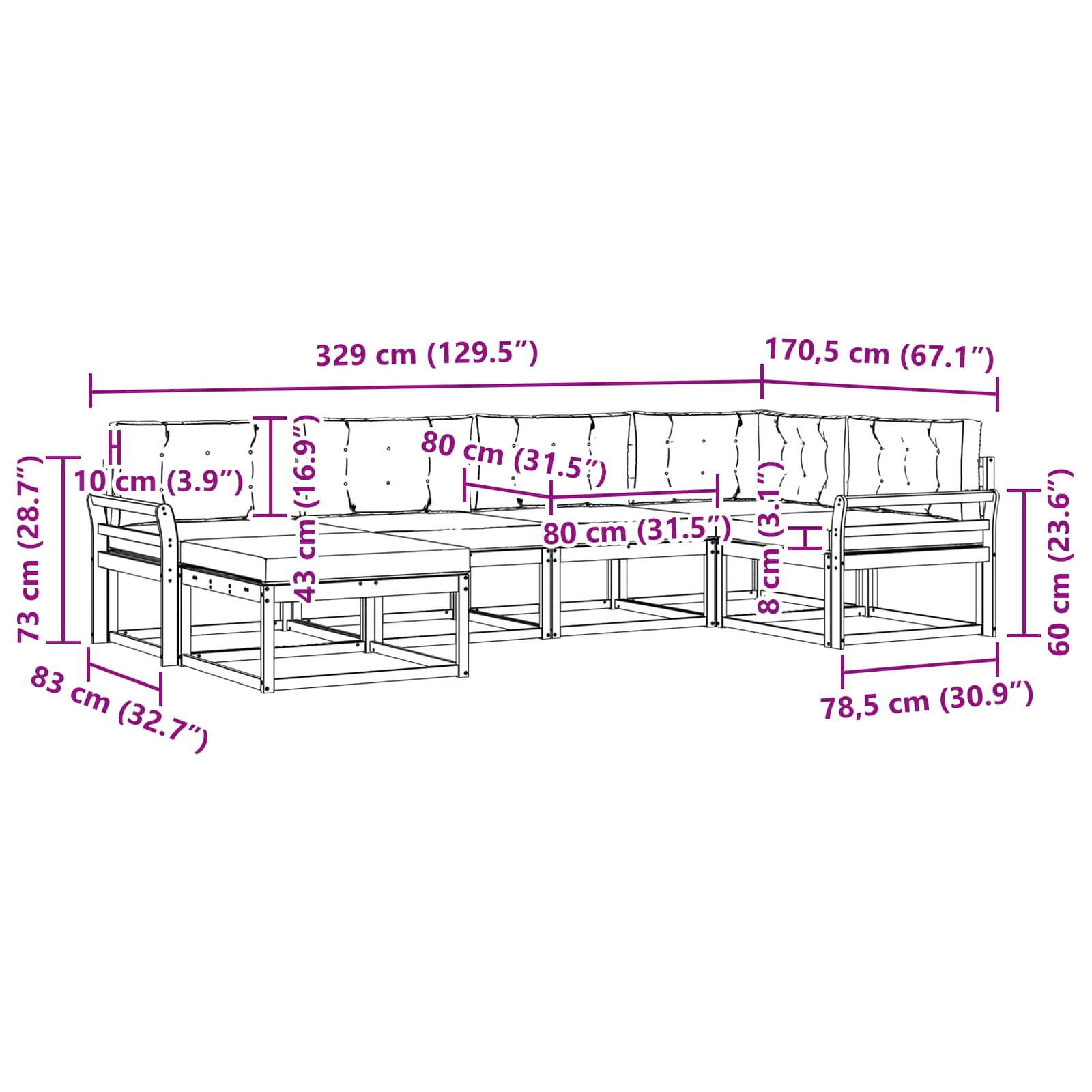 Set vanjskih sofa s jastukom 5 pcs Bijela i antracit Poliester
