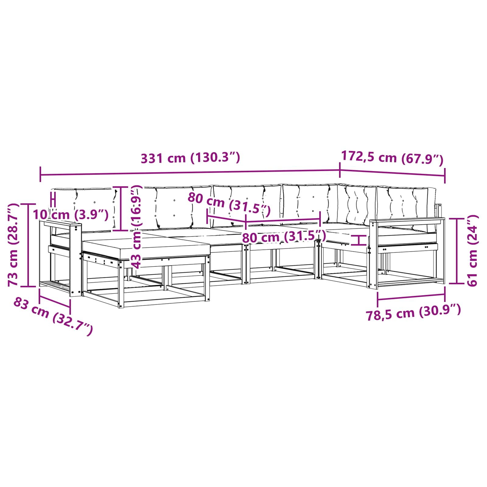 Set vanjskih sofa 5 pcs Bijela i svjetlosiva Poliester