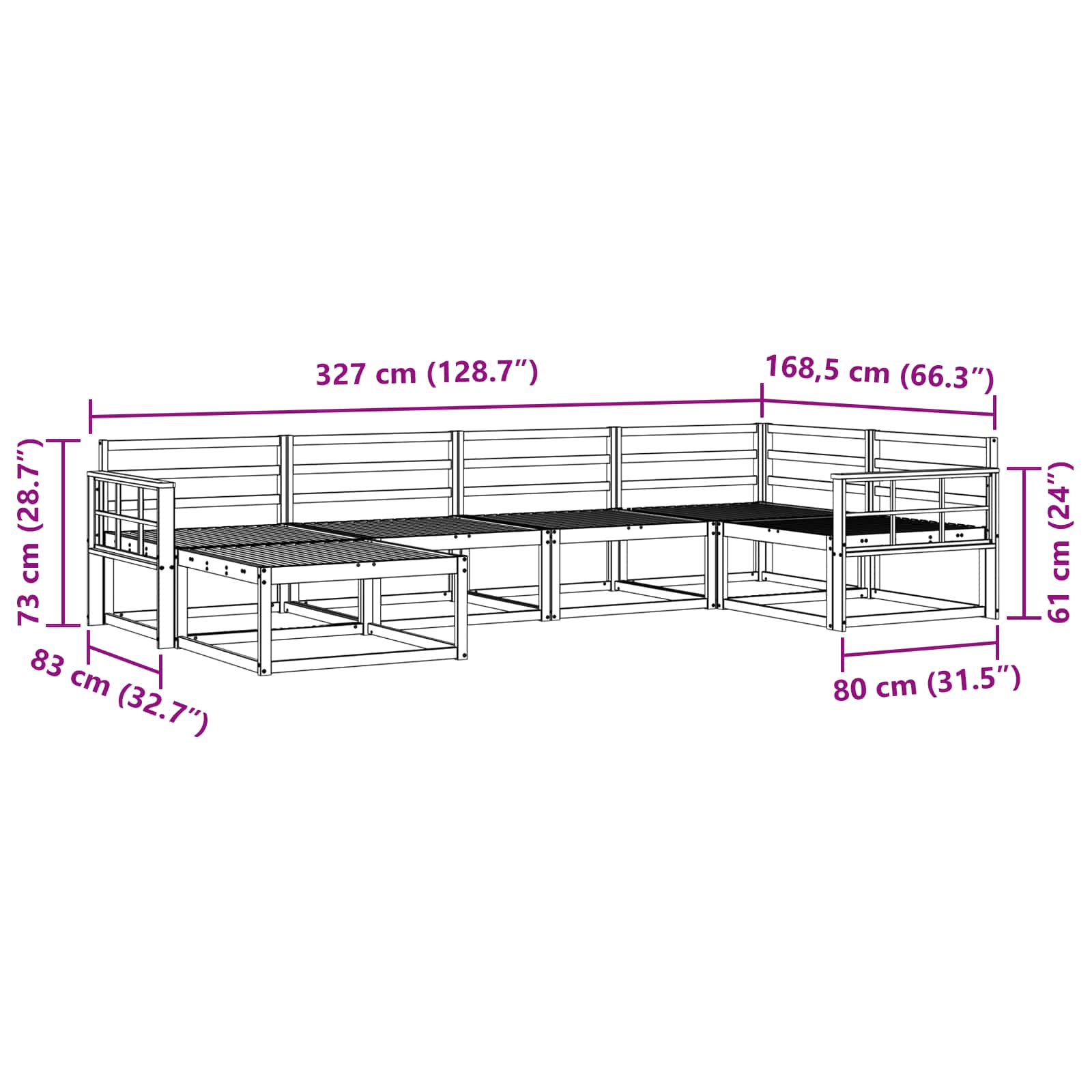 Set vanjskih sofa 6 pcs Bijela Čvrsto drvo akacije