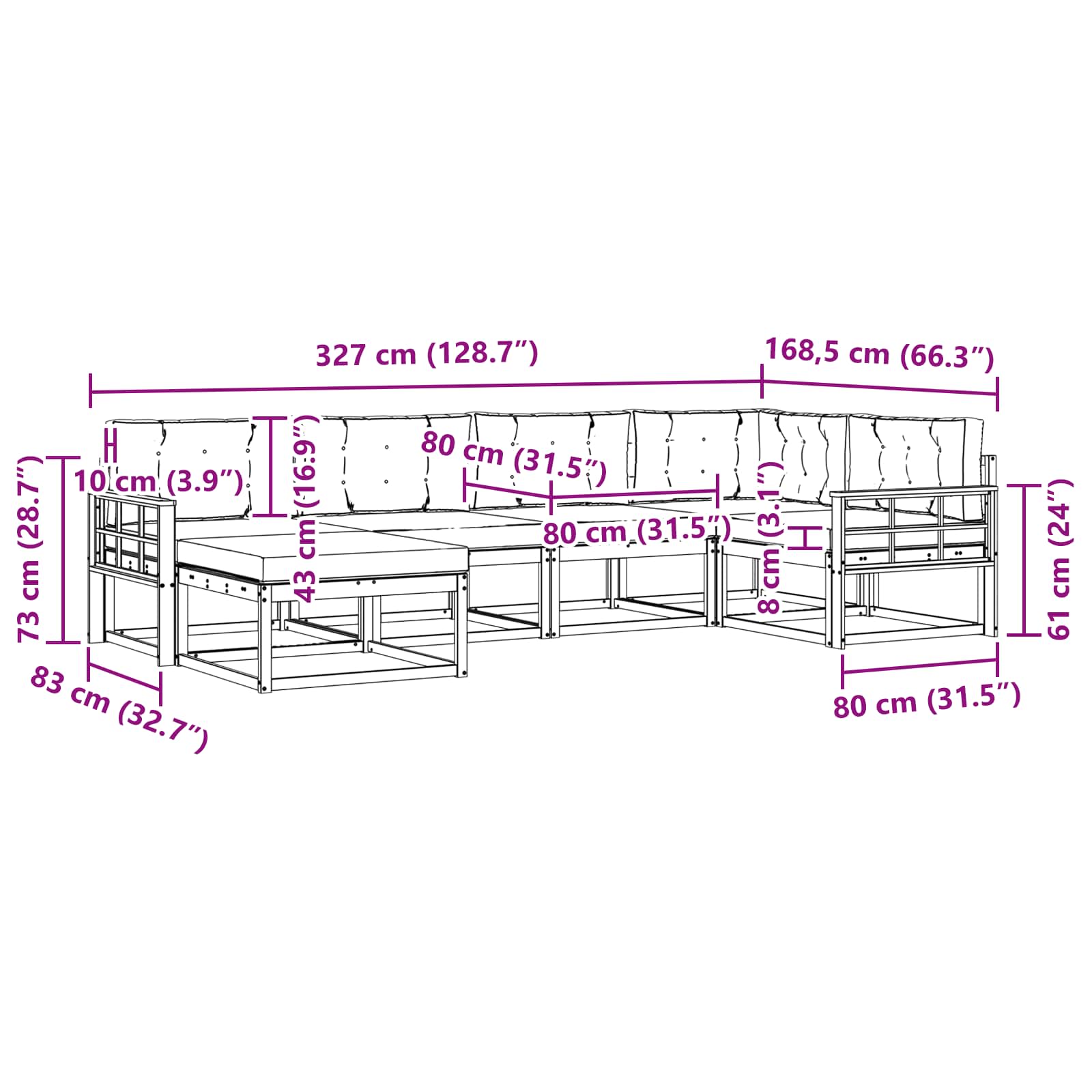 Set vanjskih sofa s jastukom 5 pcs Bijela i krem Poliester