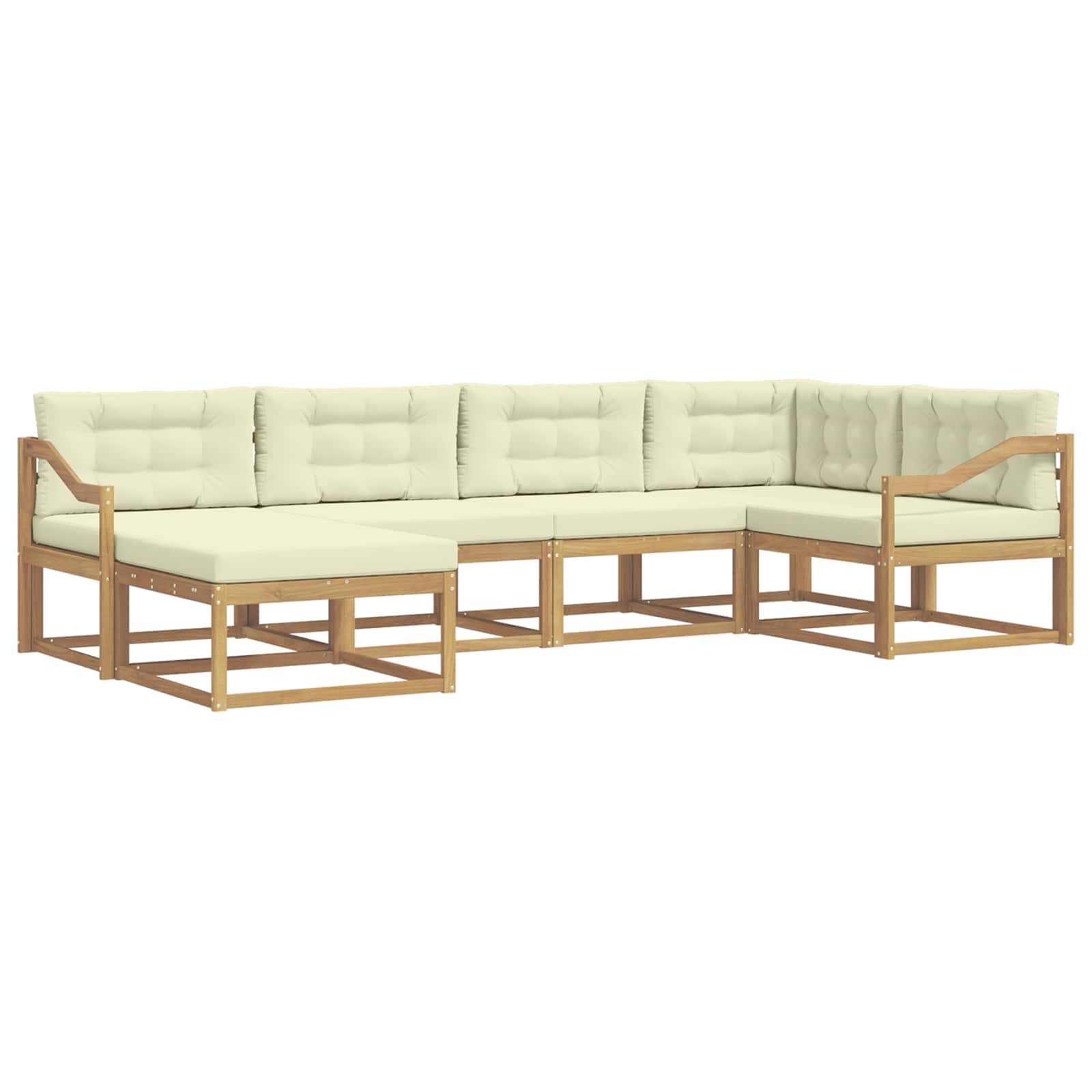 Set vanjskih sofa s jastukom 5 pcs Bijela i krem Poliester