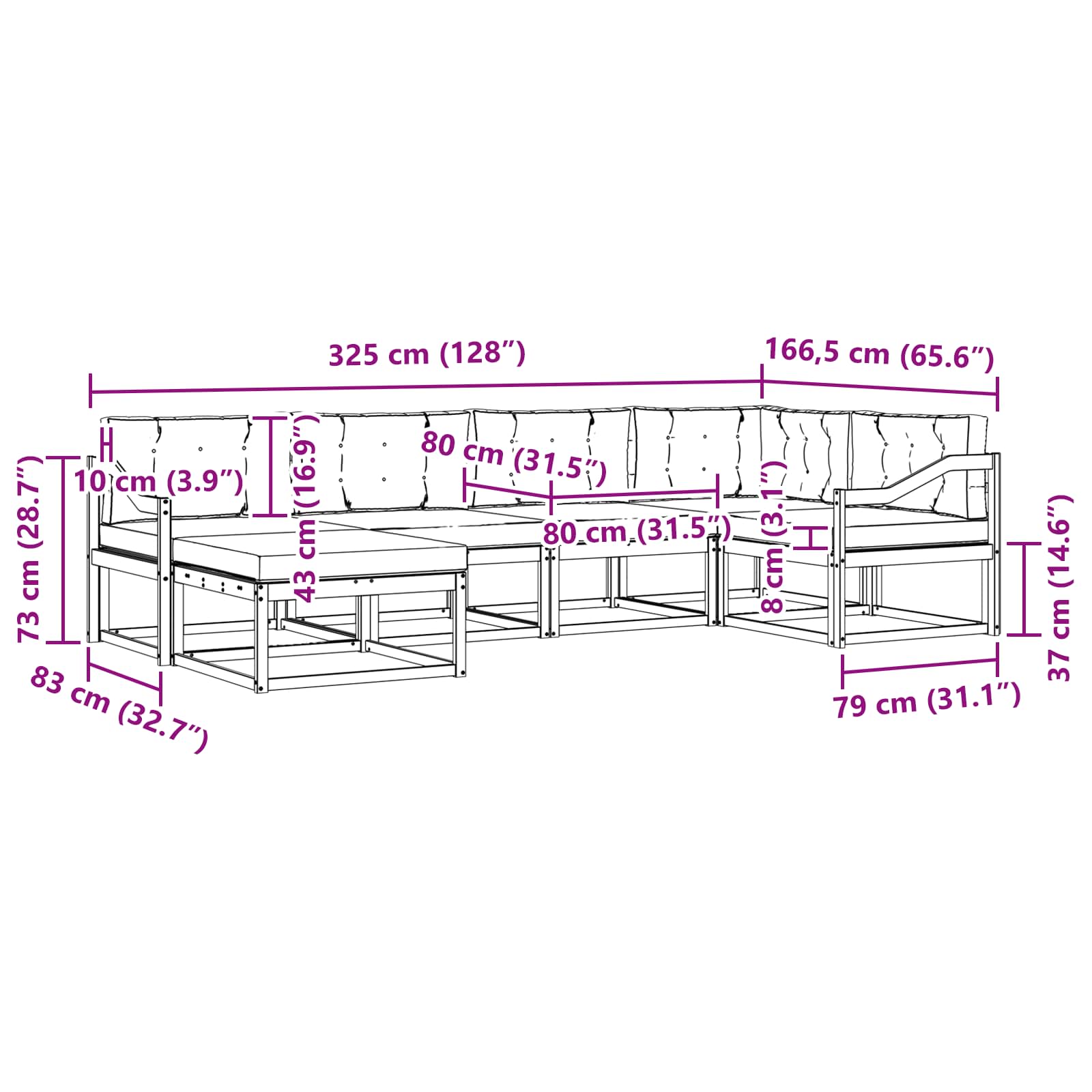 Set vanjskih sofa 5 pcs Bijela i svjetlosiva Poliester
