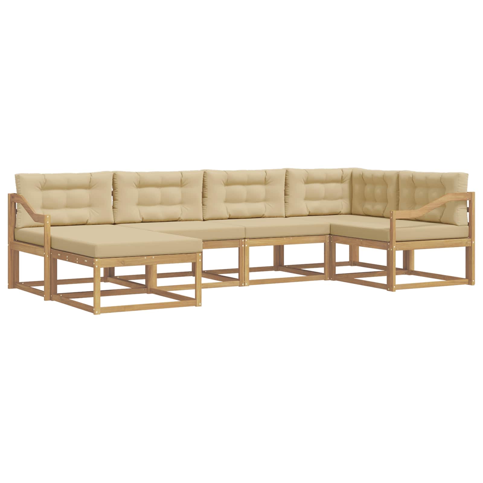 Set vanjskih sofa s jastukom 5 pcs Bijela i bež Poliester