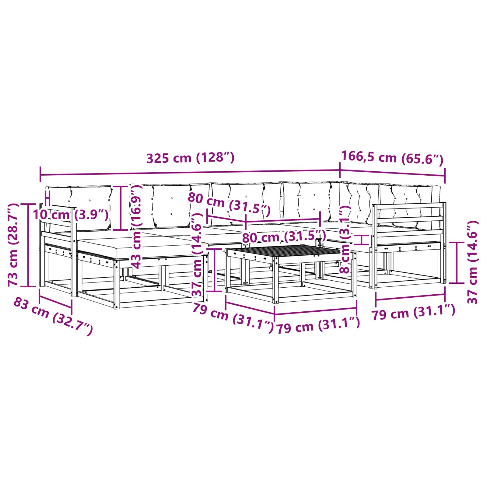 Set vanjskih sofa 7 pcs Bijela i svjetlosiva