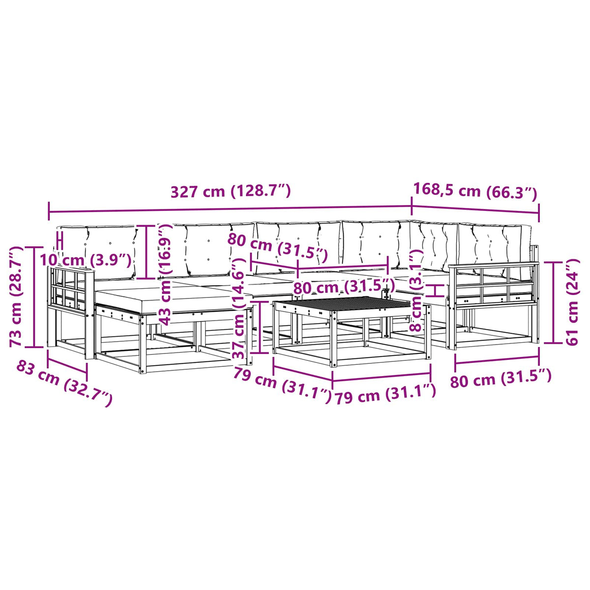 Set vanjskih sofa 7 kom. Bijela i antracit