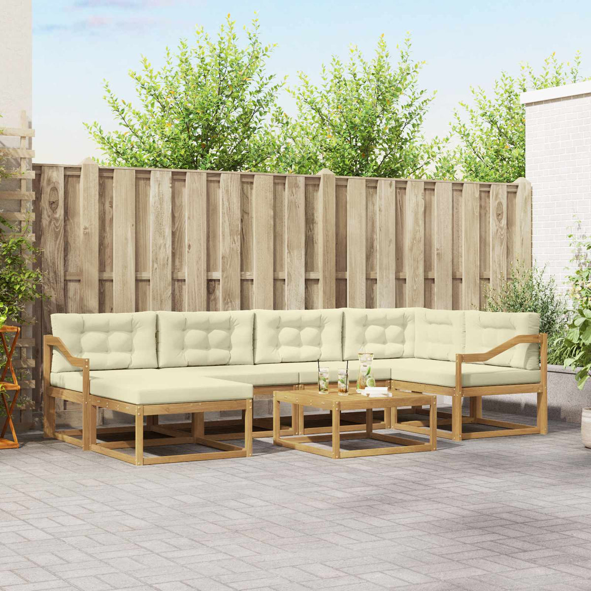 Set vanjskih sofa 7 kom. Bijela i krem