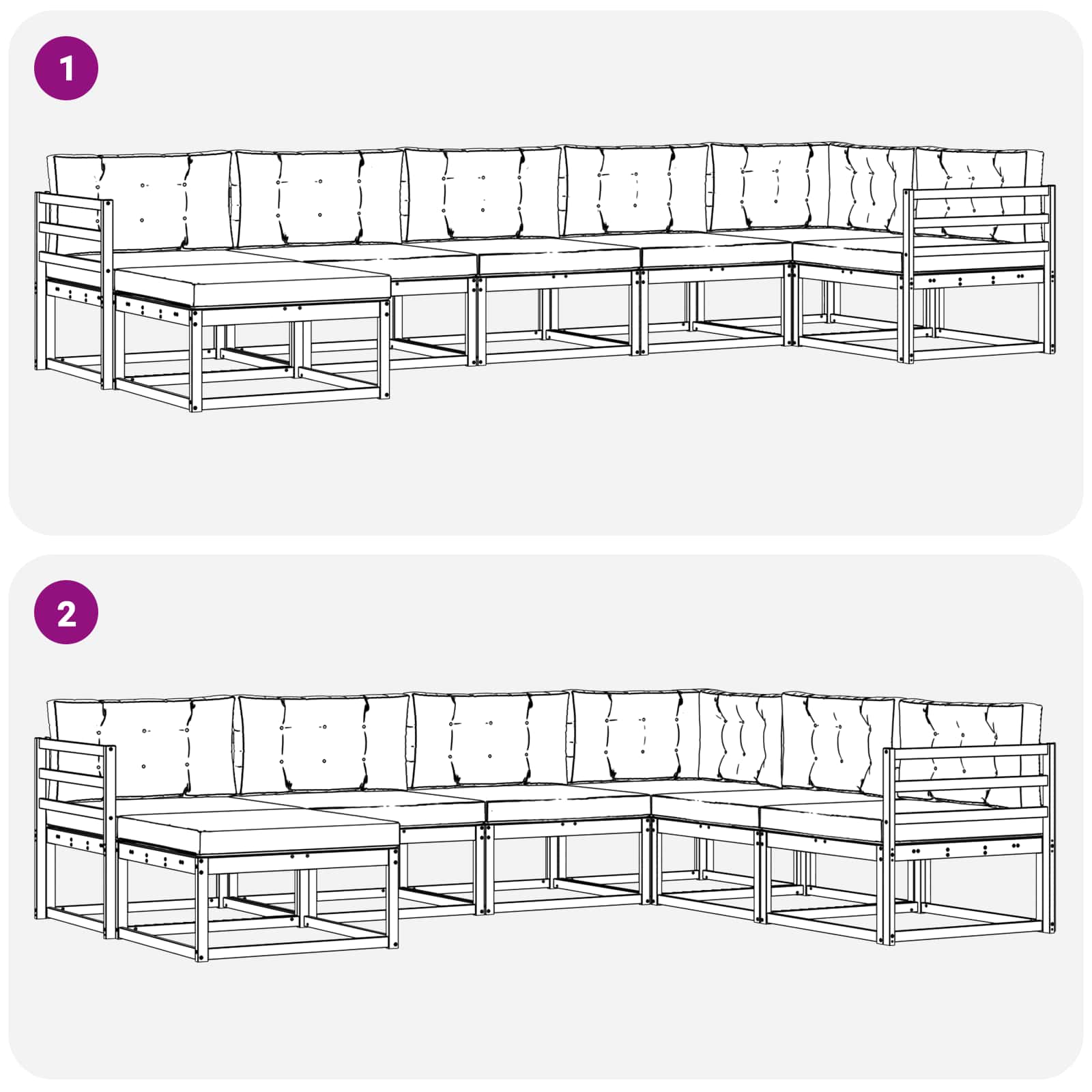 Set vanjskih sofa s jastukom 7 pcs Bijela i krem