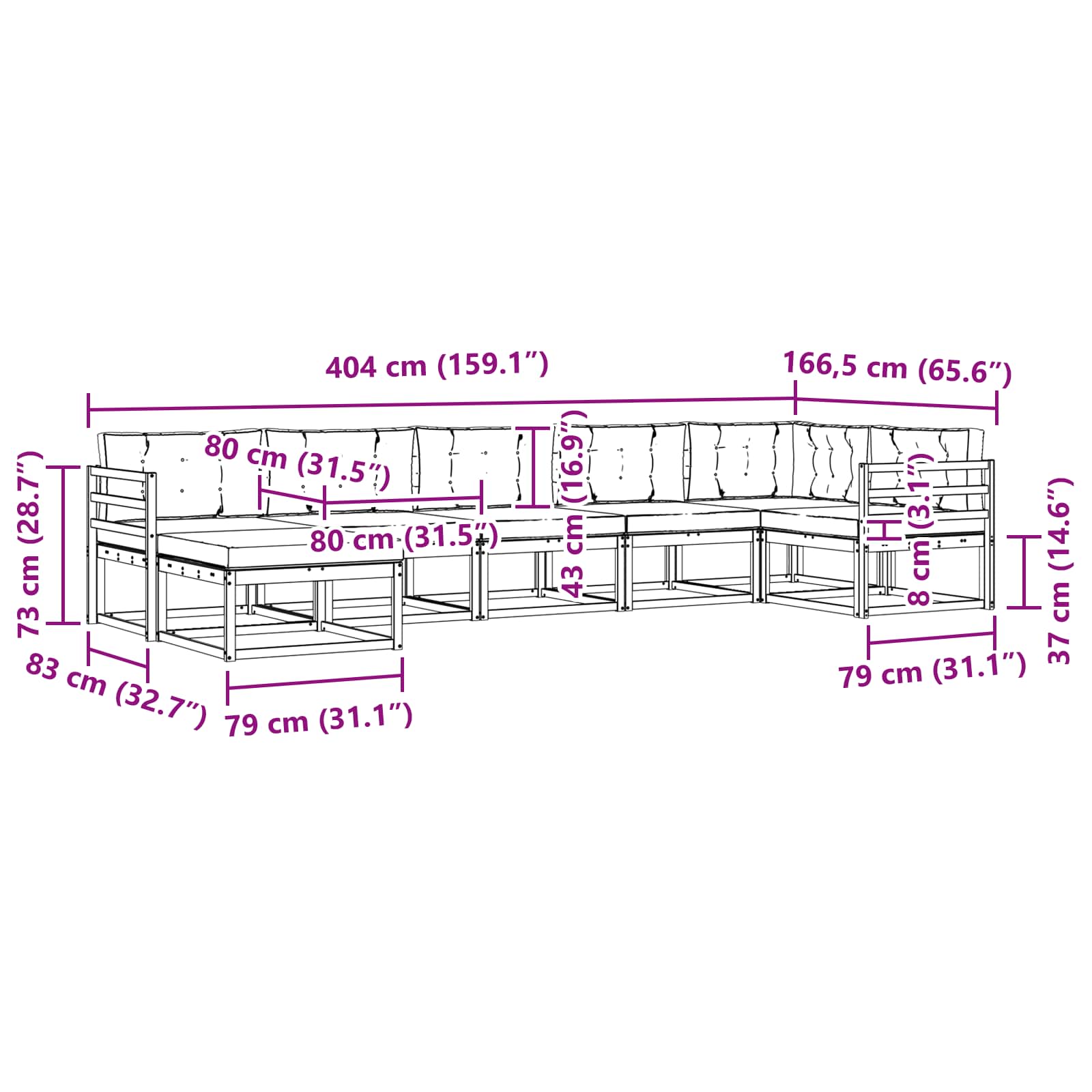 Set vanjskih sofa s jastukom 7 pcs Bijela i antracit