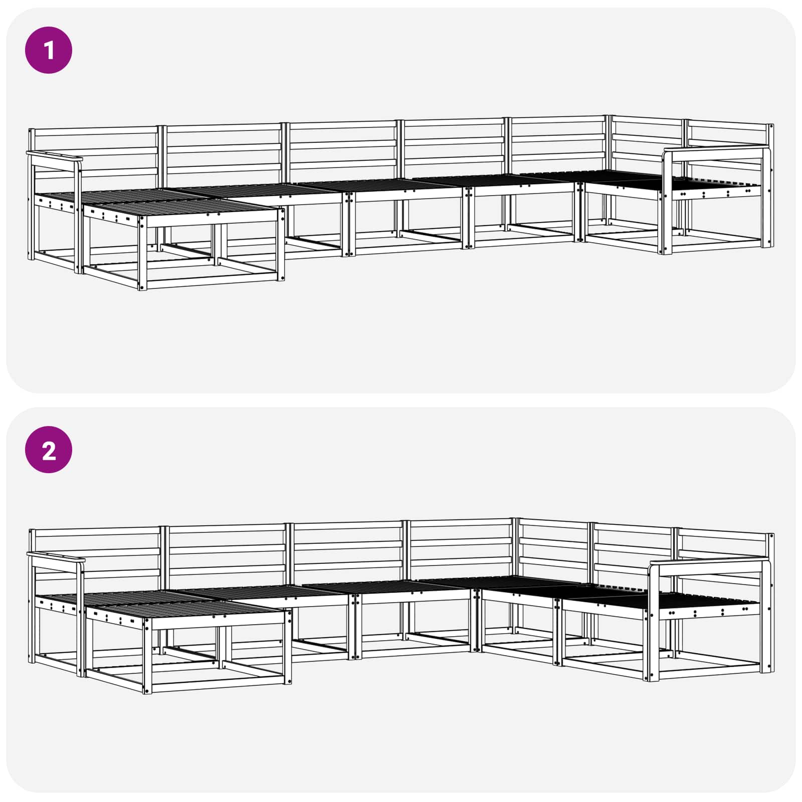 Set vanjskih sofa 7 pcs Bijela Čvrsto drvo akacije