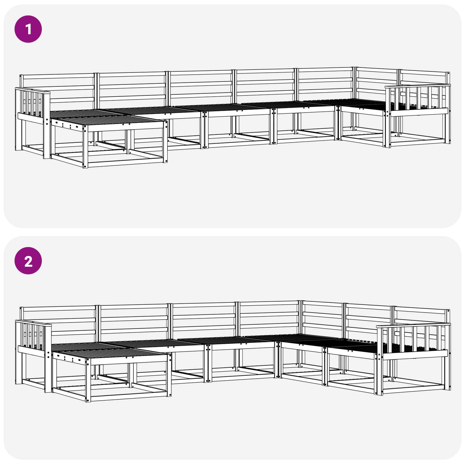 Set vanjskih sofa 7 pcs Bijela Čvrsto drvo akacije