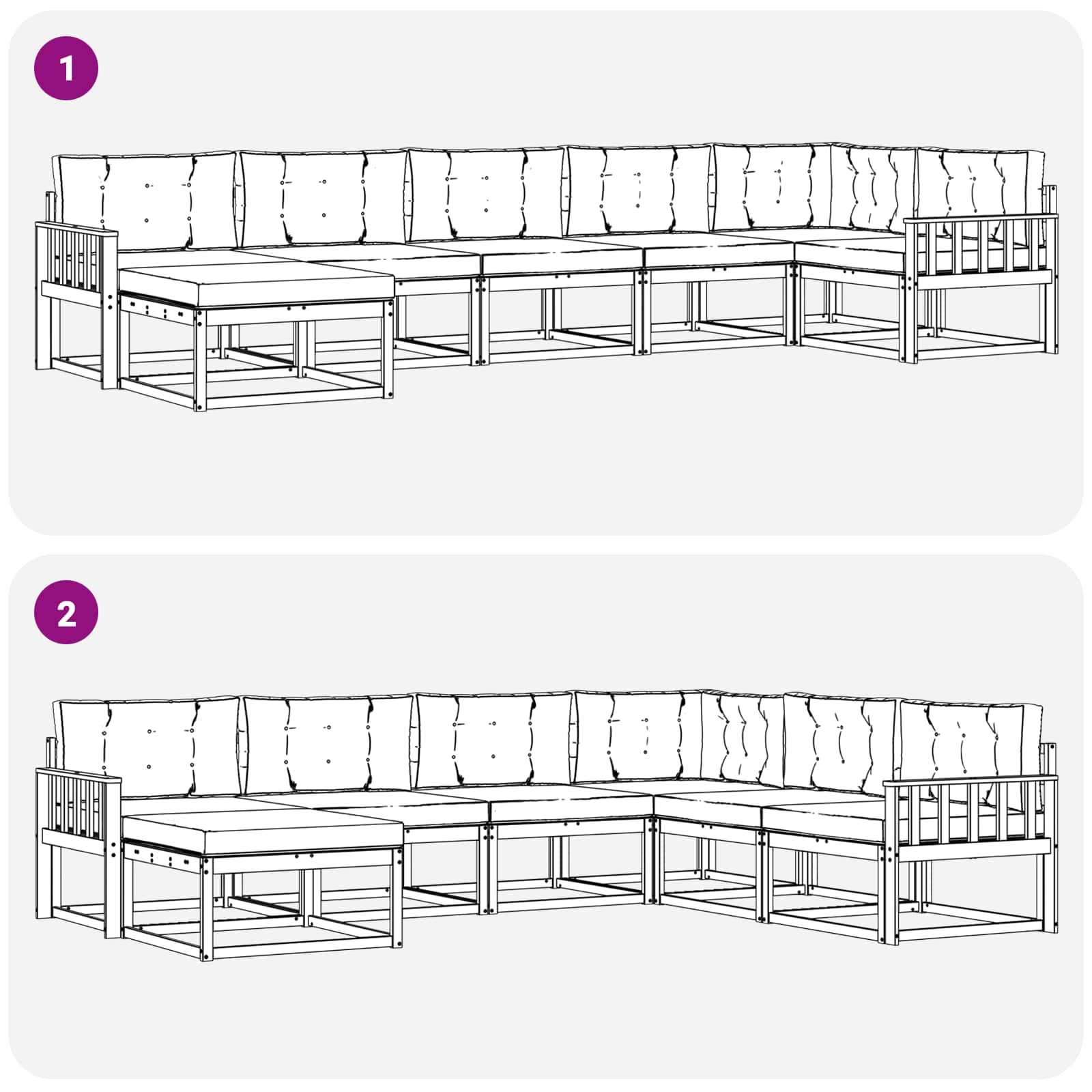 Set vanjskih sofa s jastukom 7 pcs Bijela i svjetlosiva