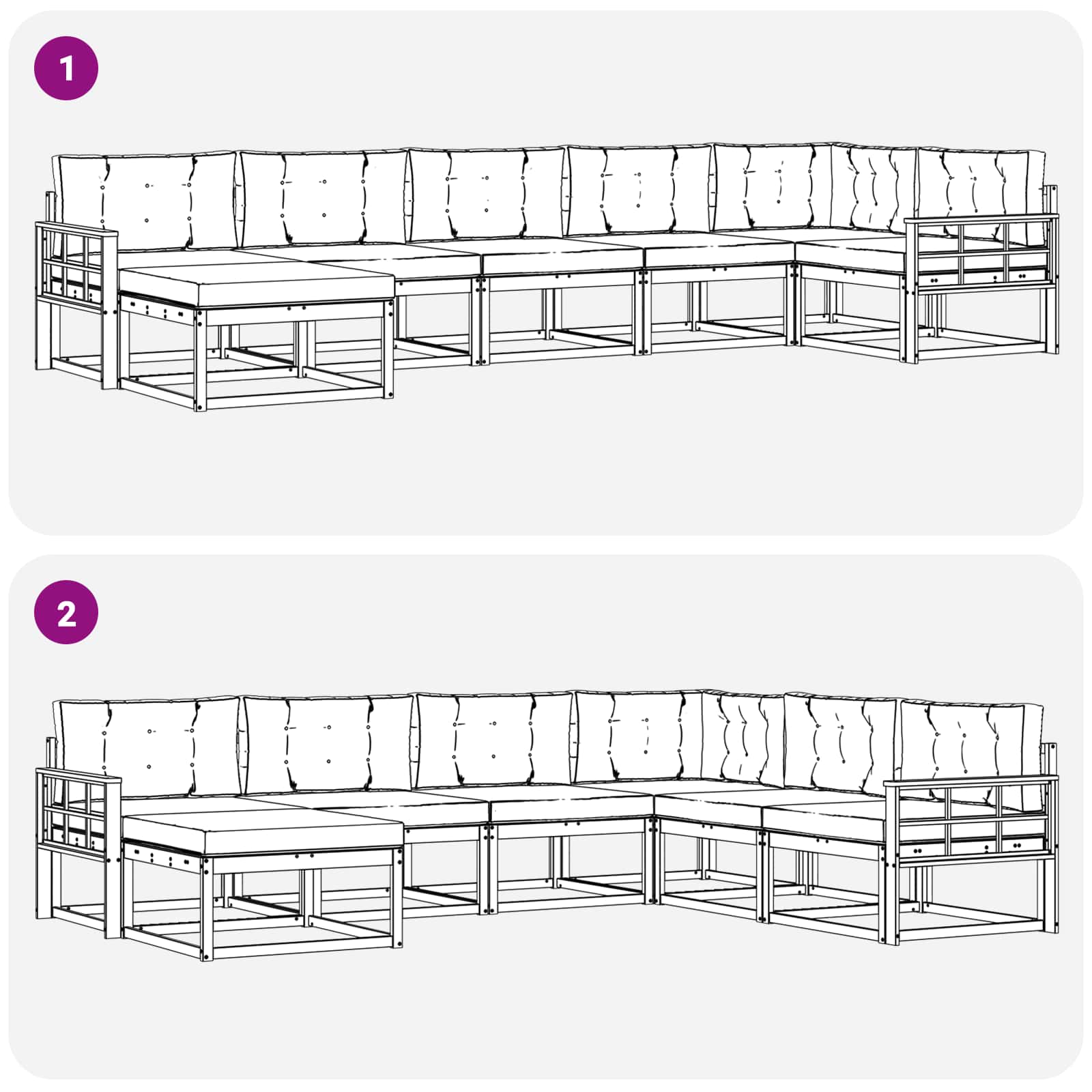 Set vanjskih sofa s jastukom 7 pcs Bijela i svjetlosiva