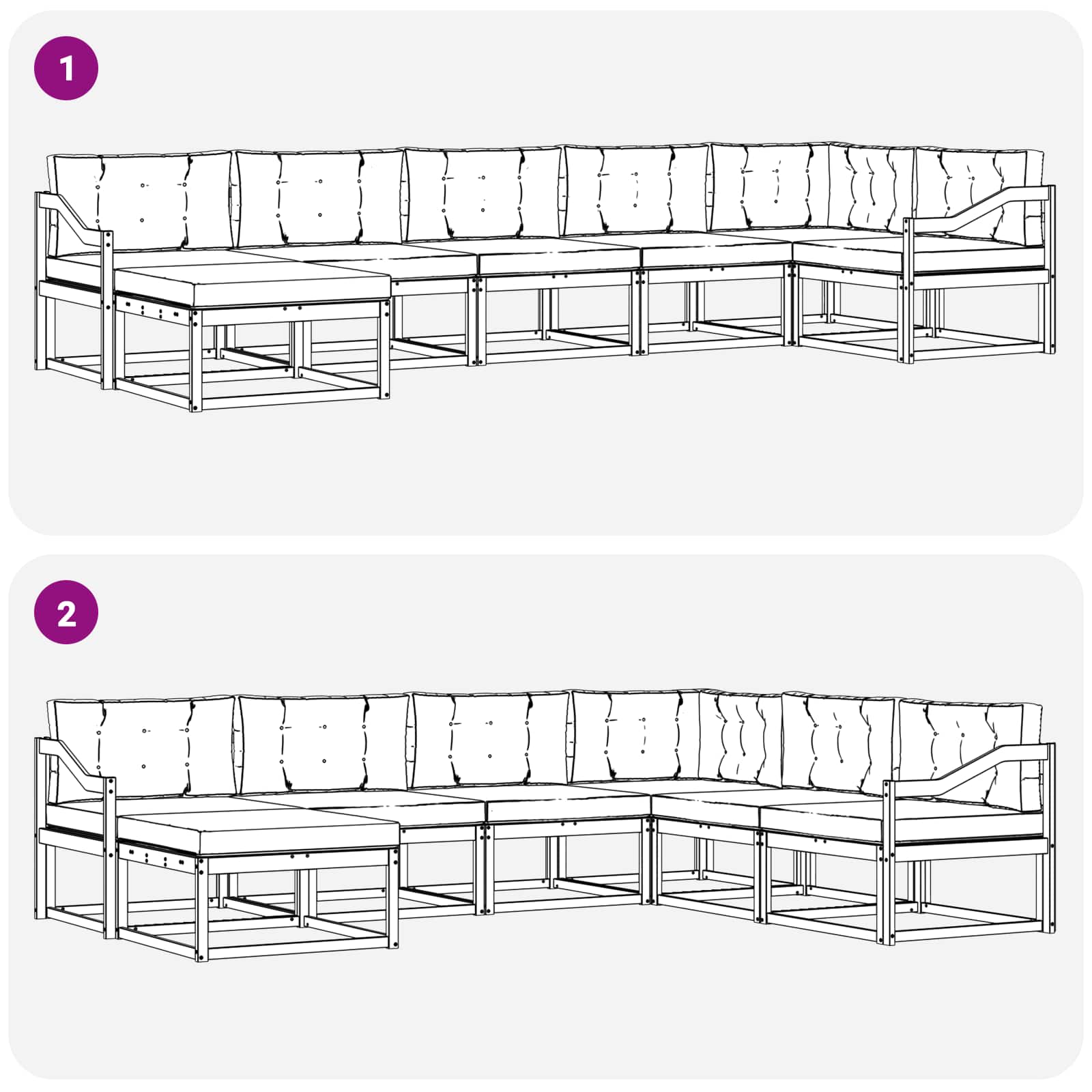 Set vanjskih sofa s jastukom 7 pcs Bijela i krem