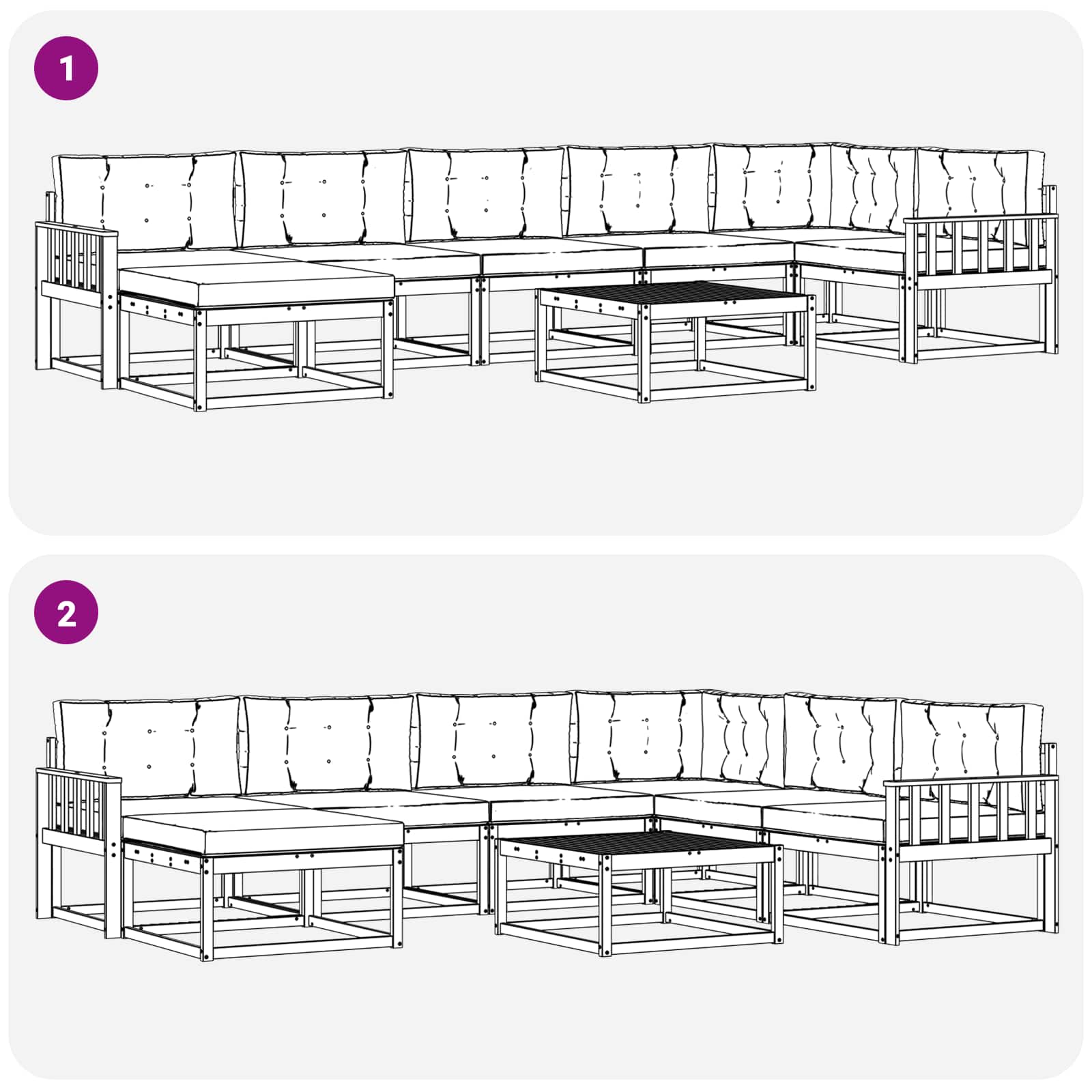 Set vanjskih sofa 8 pcs Bijela i svjetlosiva