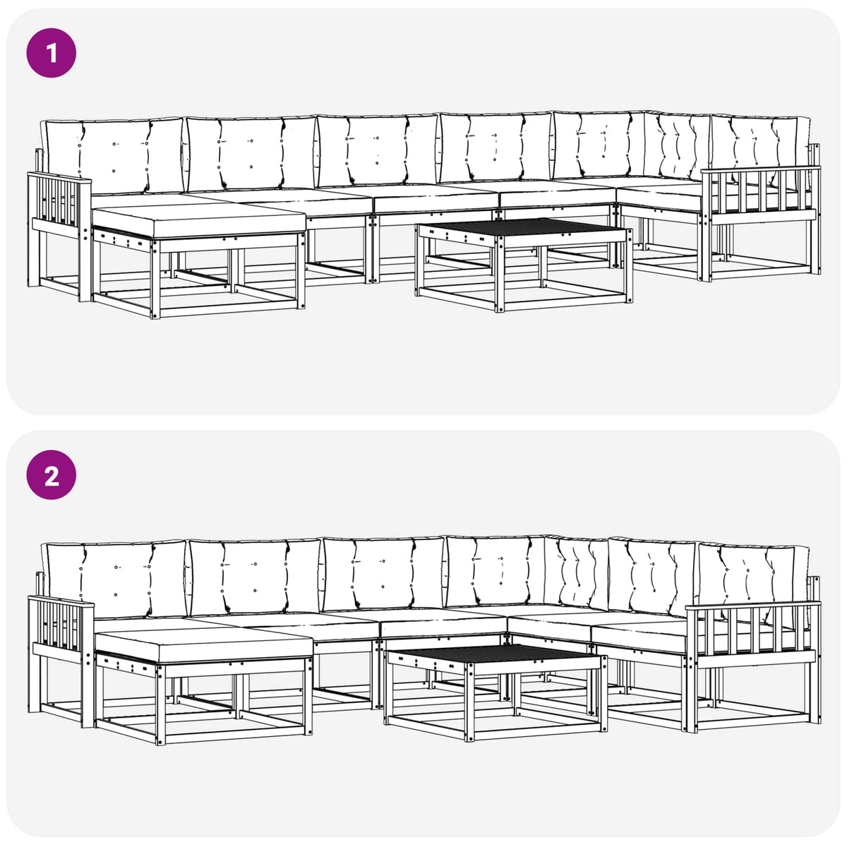 Set vanjskih sofa 8 kom. Bijela i svjetlosiva