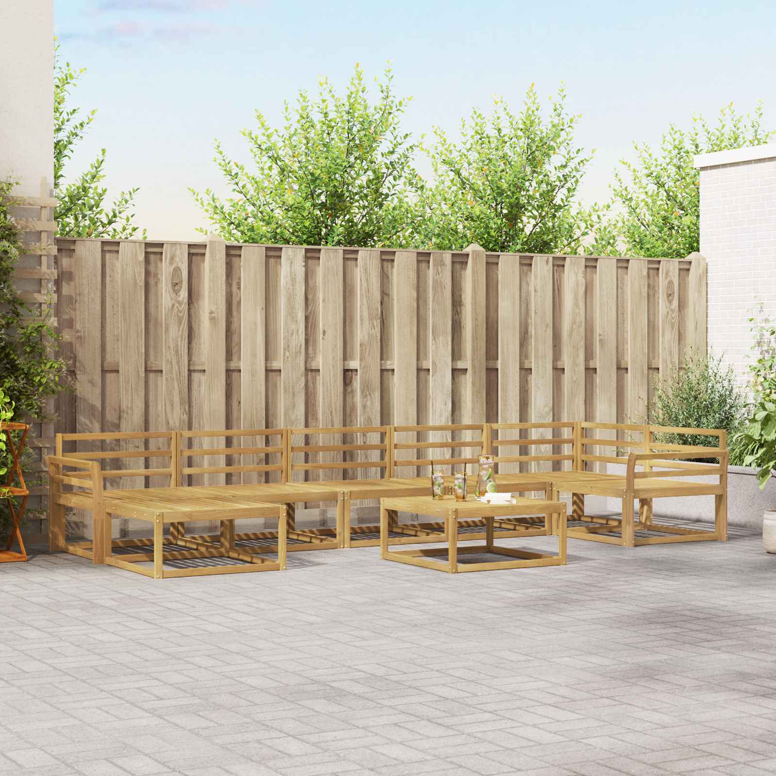 Set vanjskih sofa 8 pcs Bijela Čvrsto drvo akacije