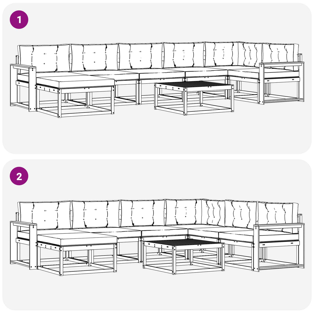 Set vanjskih sofa 8 kom. Bijela i svjetlosiva