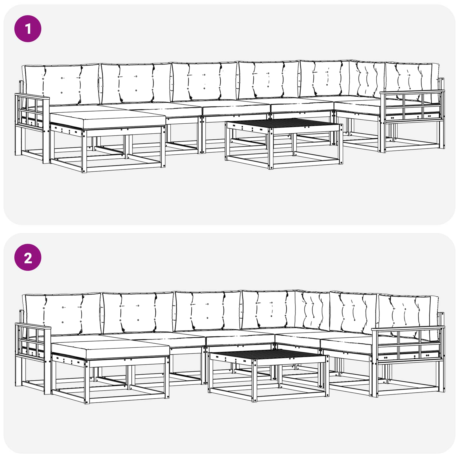 Set vanjskih sofa 8 pcs Bijela i svjetlosiva