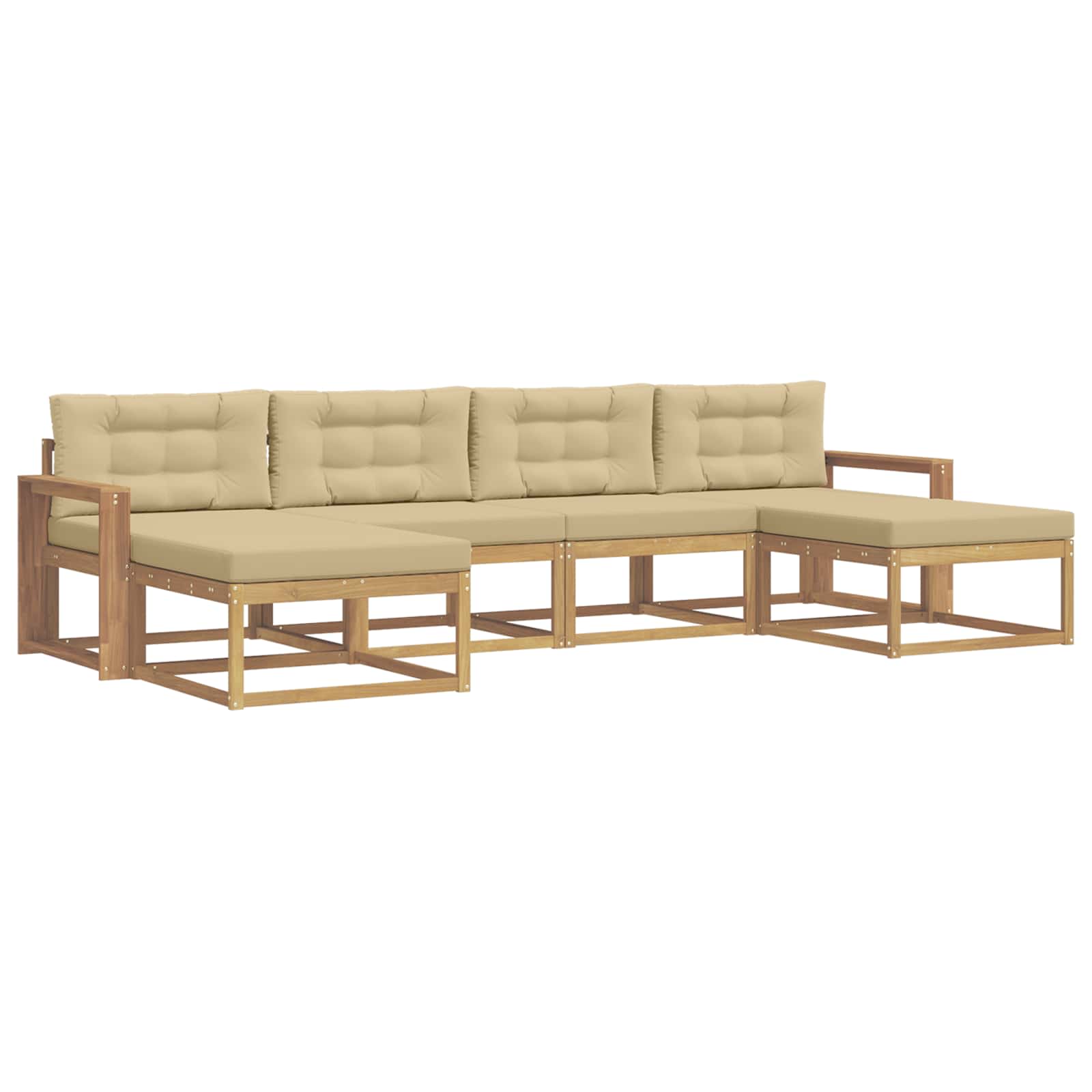 Set vanjskih sofa s jastukom 6 pcs Bijela i bež