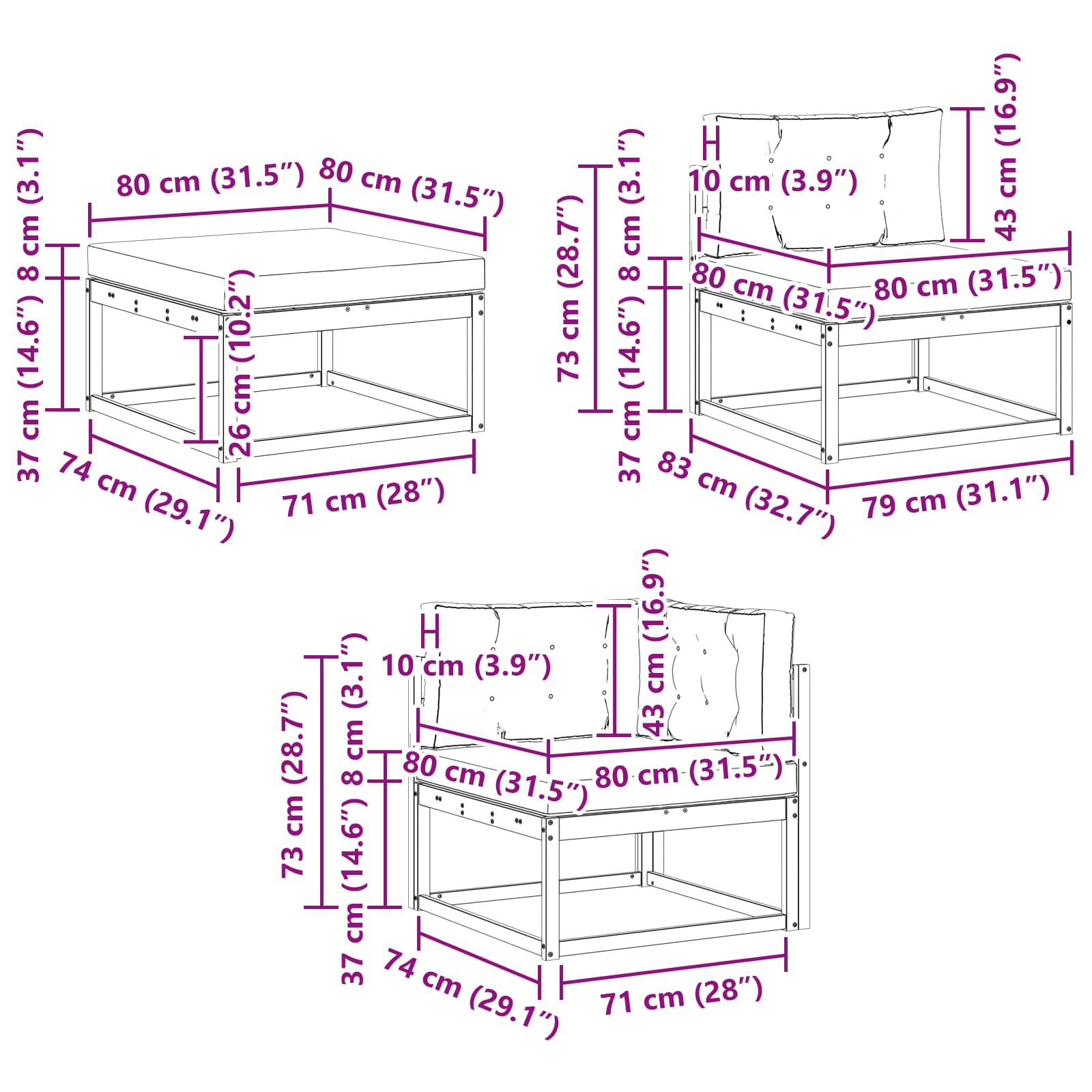 Set vanjskih sofa 8 pcs Bijela i svjetlosiva