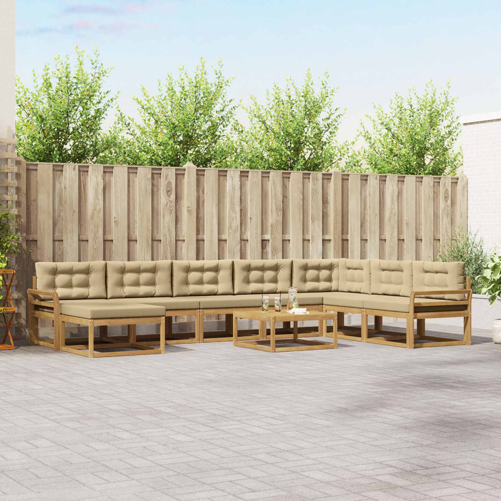 Set vanjskih sofa 9 pcs Bijela i bež