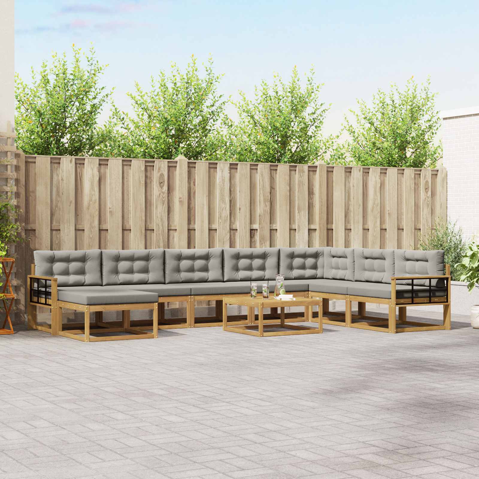 Set vanjskih sofa 9 pcs Bijela i svjetlosiva