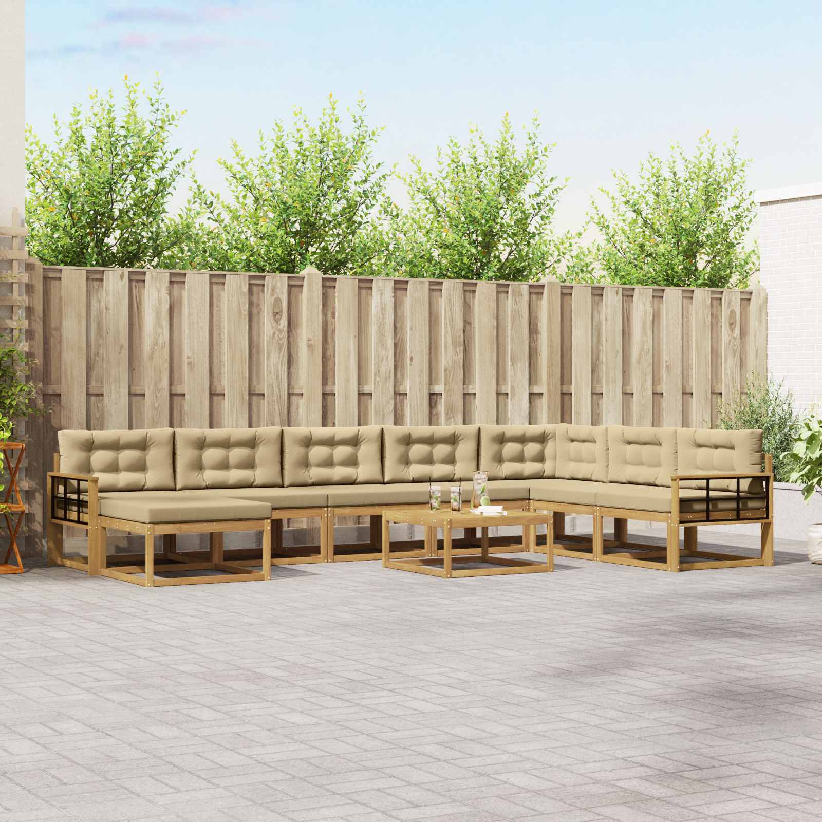 Set vanjskih sofa 9 pcs Bijela i bež