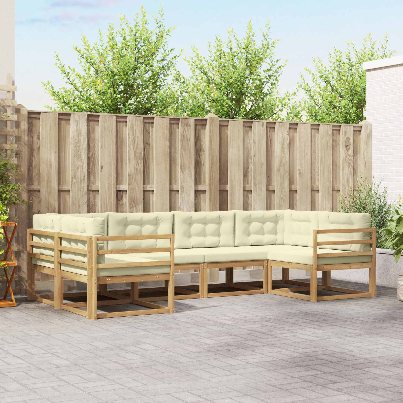 Set vanjskih sofa s jastukom 6 pcs Bijela i krem