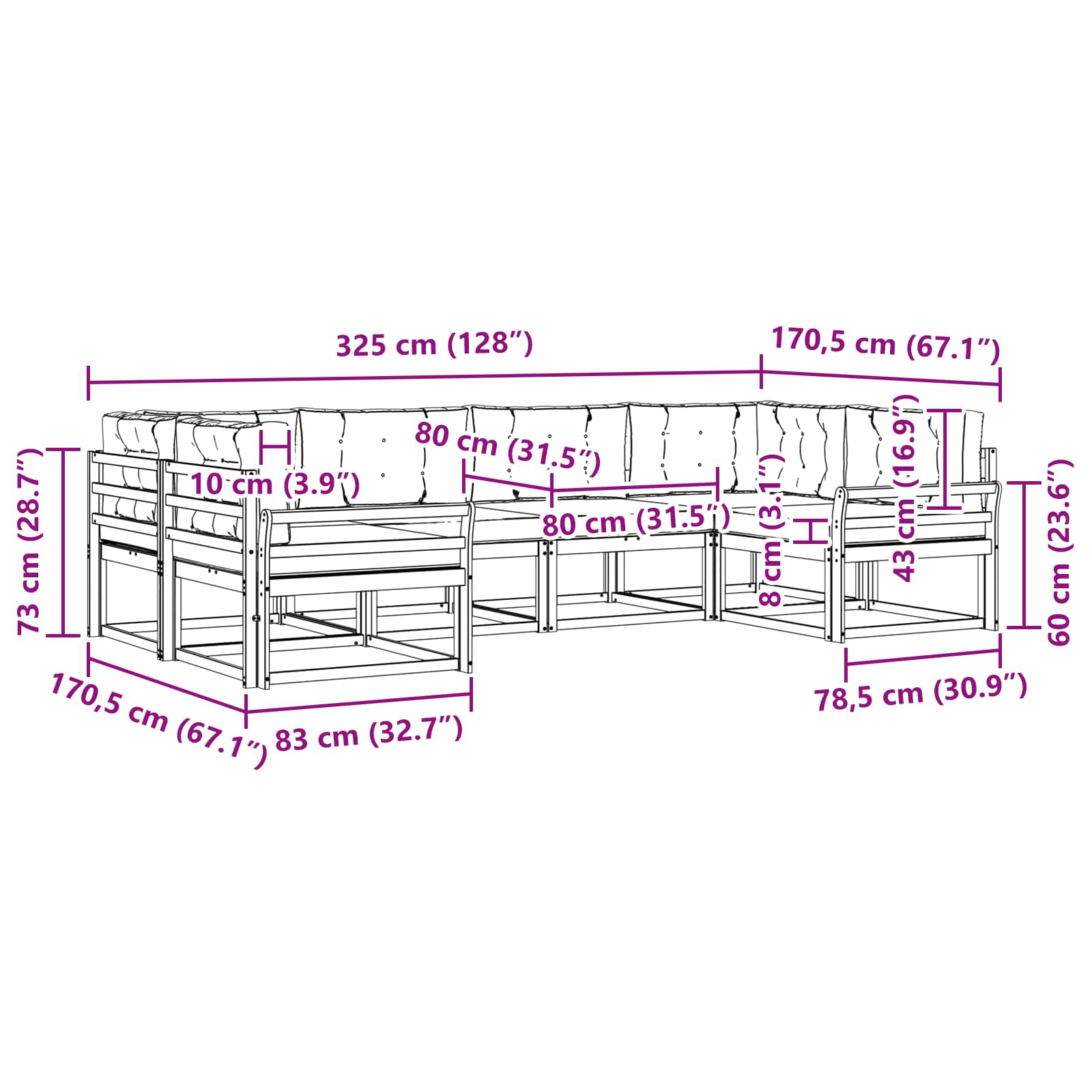 Set vanjskih sofa s jastukom 6 pcs Bijela i svjetlosiva