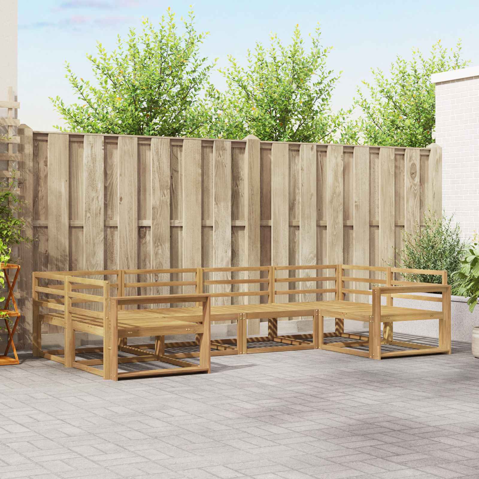 Set vanjskih sofa 6 pcs Bijela Čvrsto drvo akacije