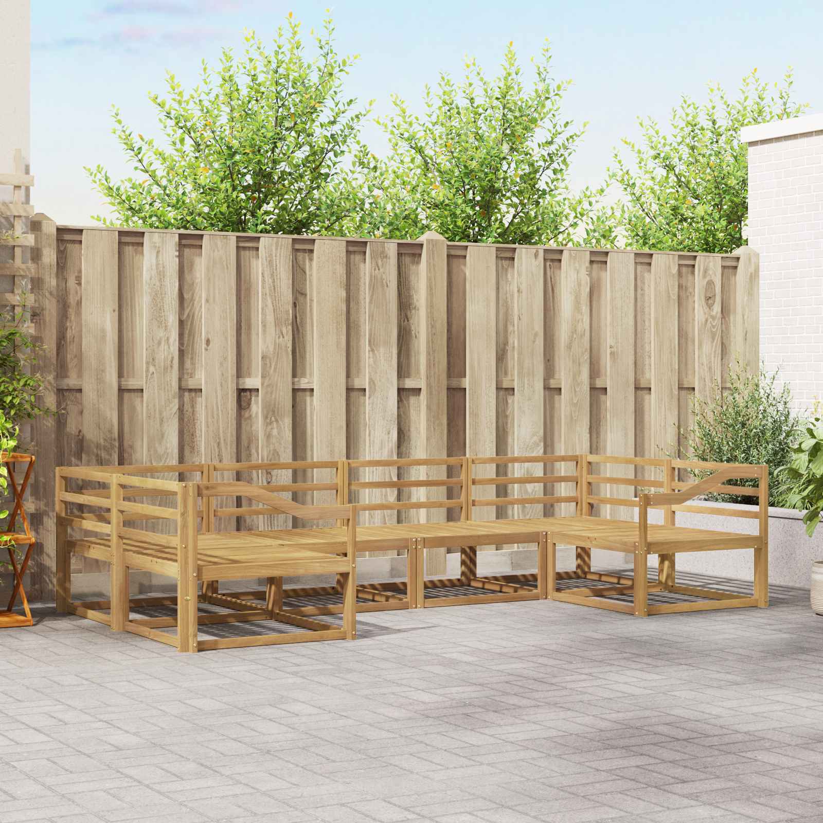 Set vanjskih sofa 6 pcs Bijela Čvrsto drvo akacije