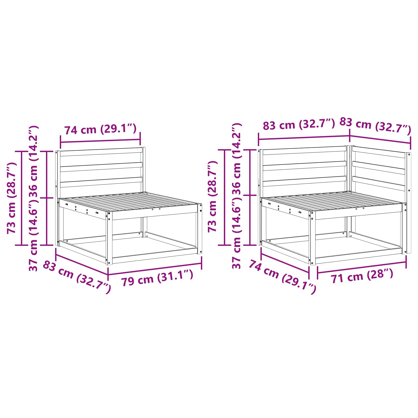 Set vanjskih sofa 6 pcs Bijela Čvrsto drvo akacije